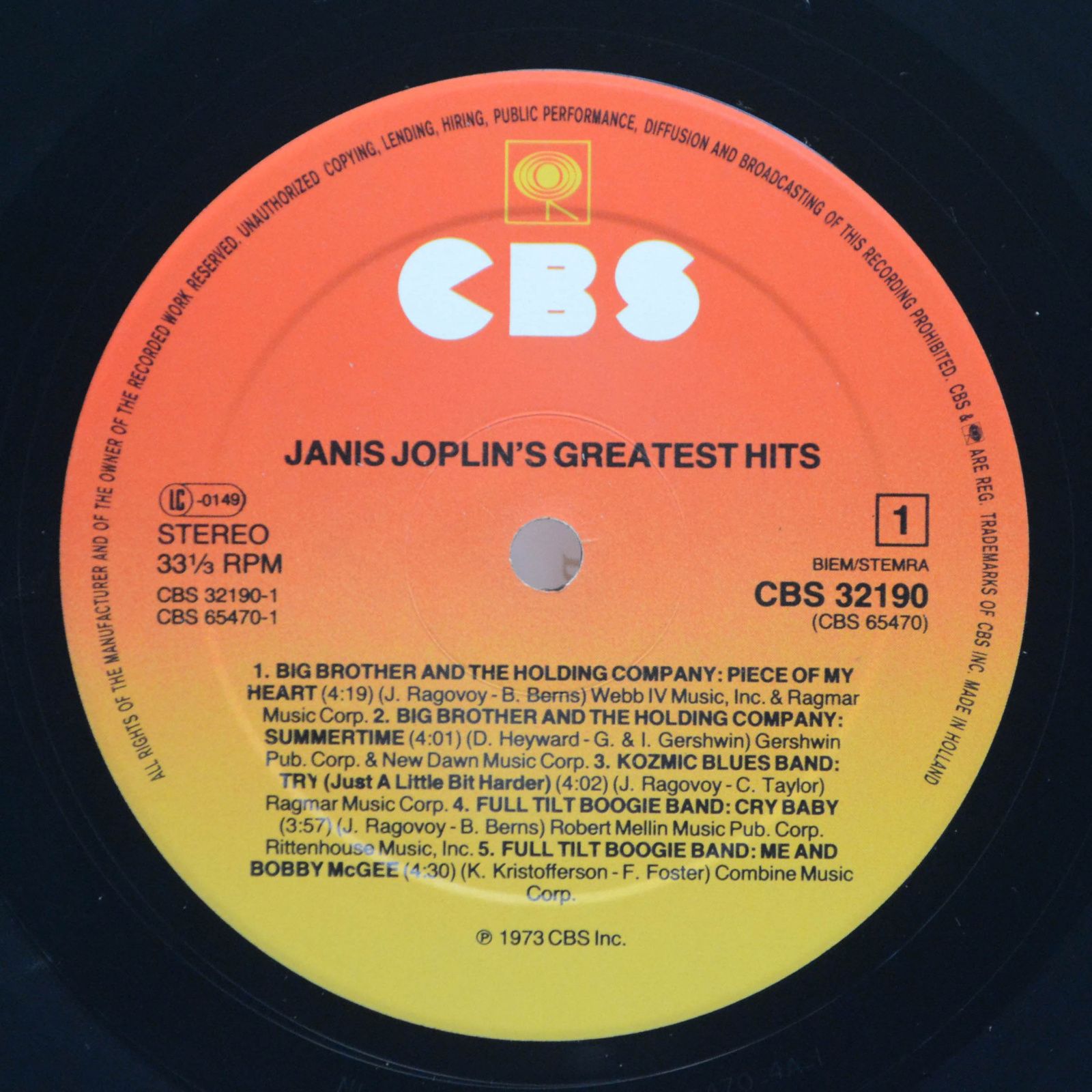 Janis Joplin — Janis Joplin's Greatest Hits, 1973