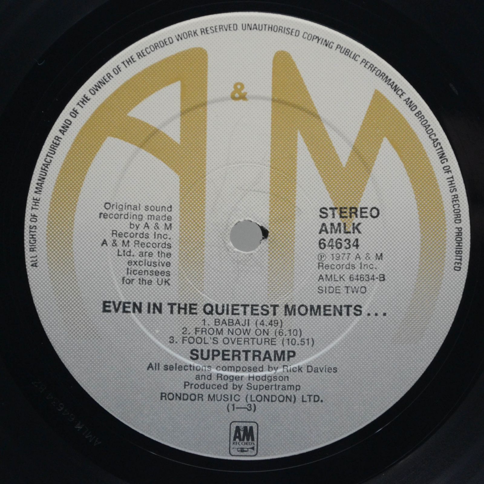 Supertramp — Even In The Quietest Moments... (1-st, UK), 1977