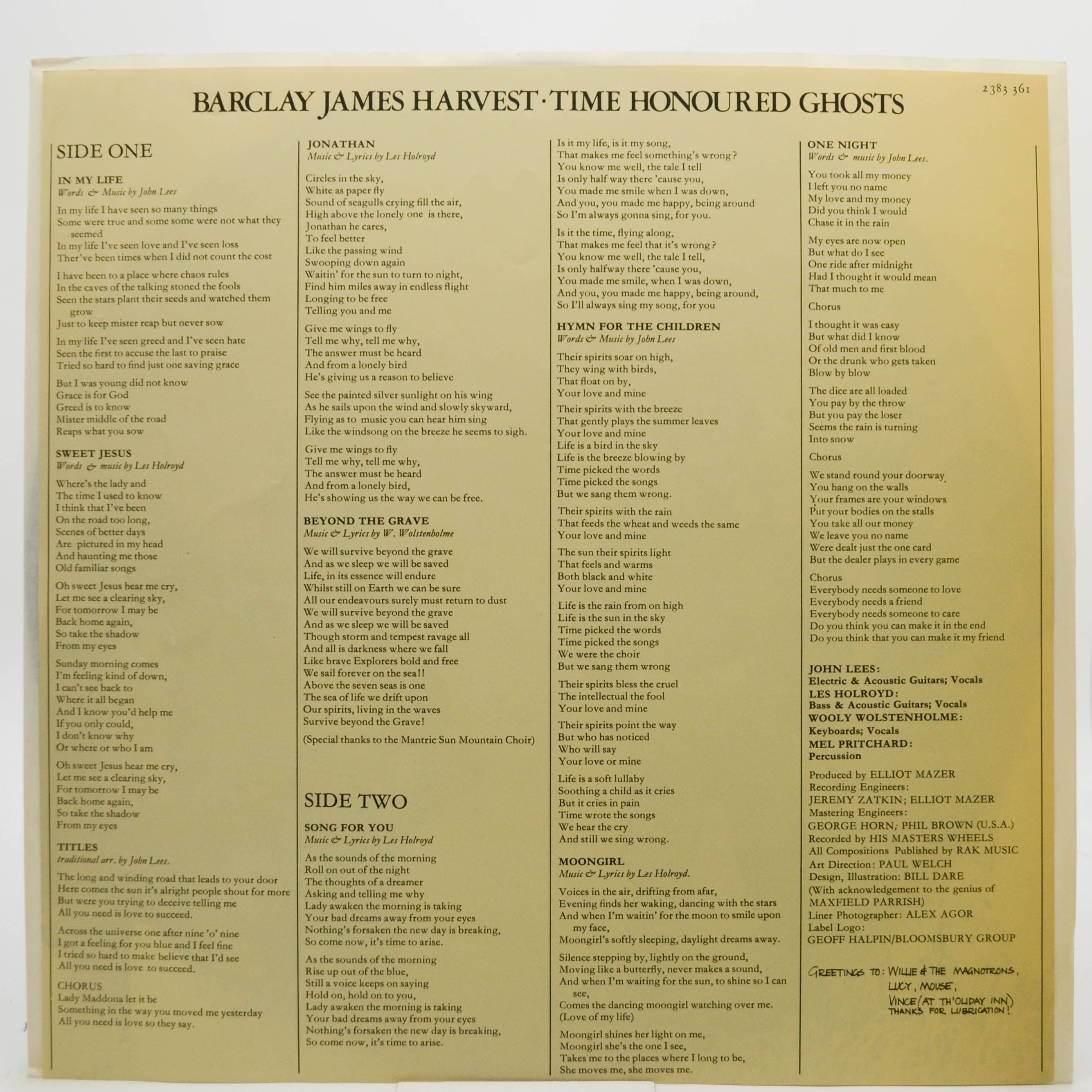 Barclay James Harvest — Time Honoured Ghosts, 1975