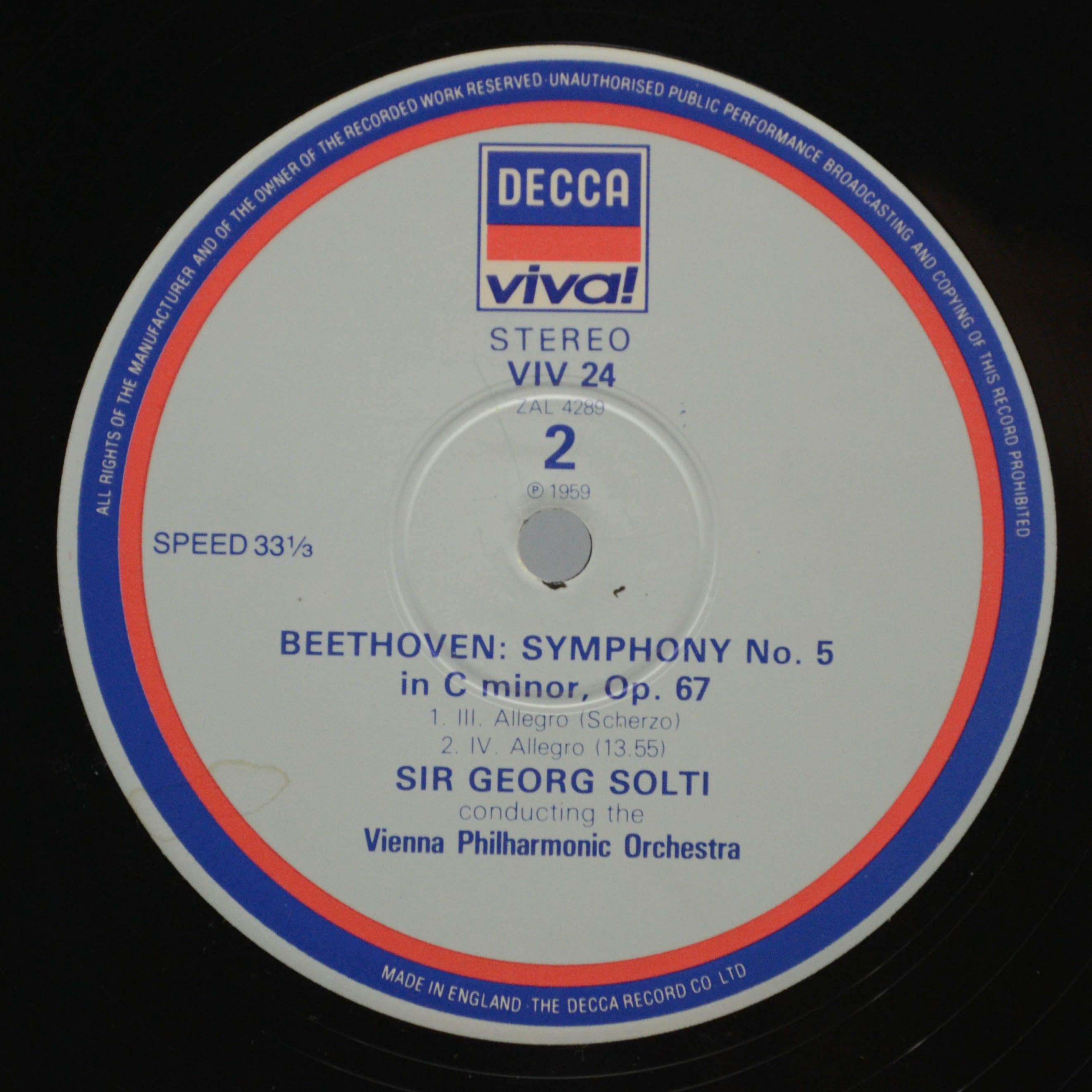 Beethoven — Wiener Philharmoniker, Sir Georg Solti – Symphony 5 (UK), 1959
