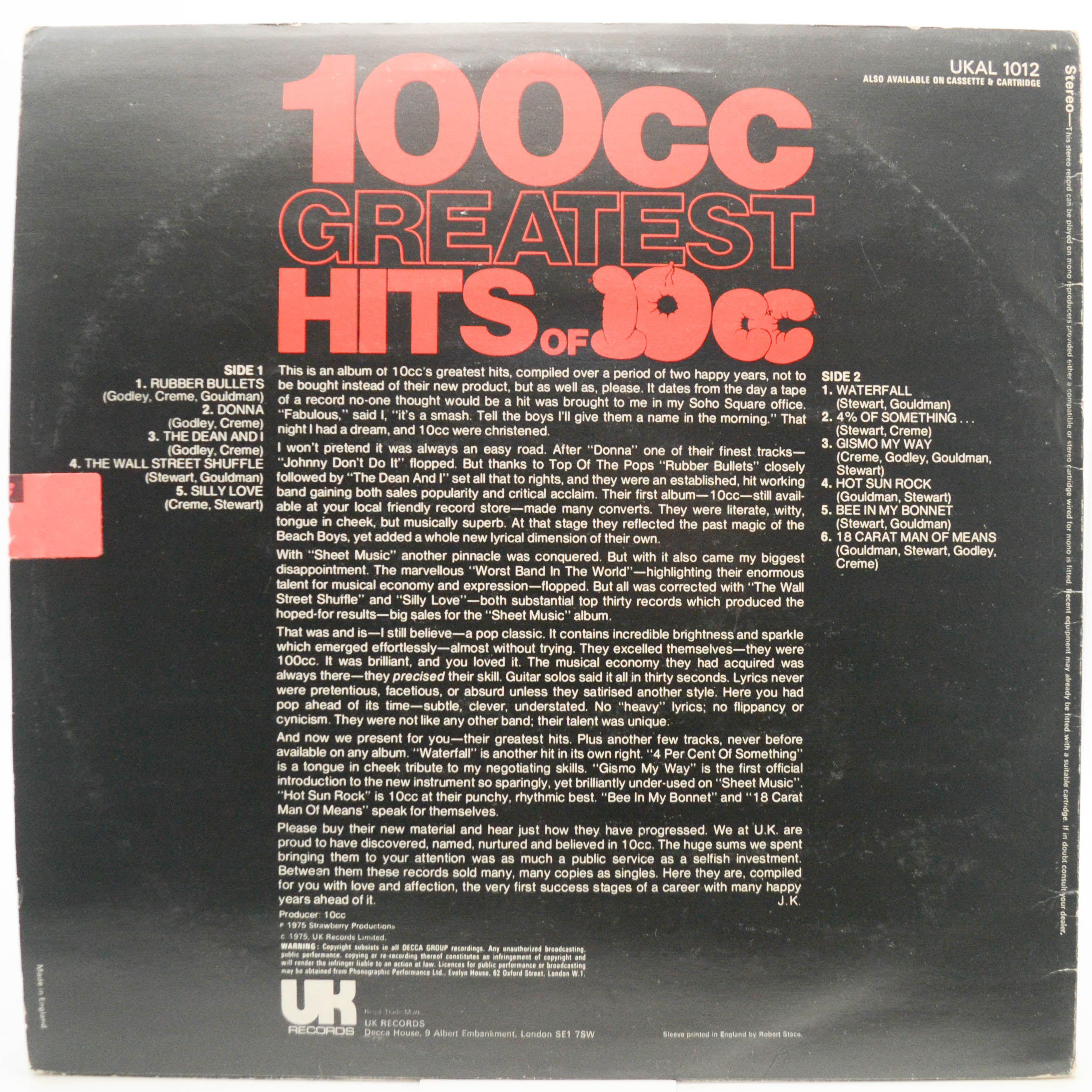 10cc — 100cc - Greatest Hits Of 10cc (1-st, UK), 1975