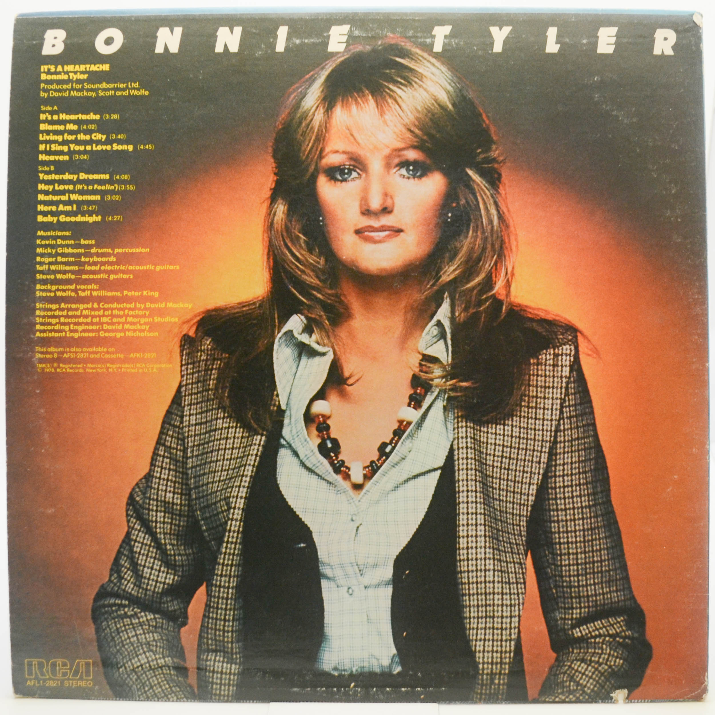 Виниловая пластинка Bonnie Tyler — It's A Heartache (USA), 1978