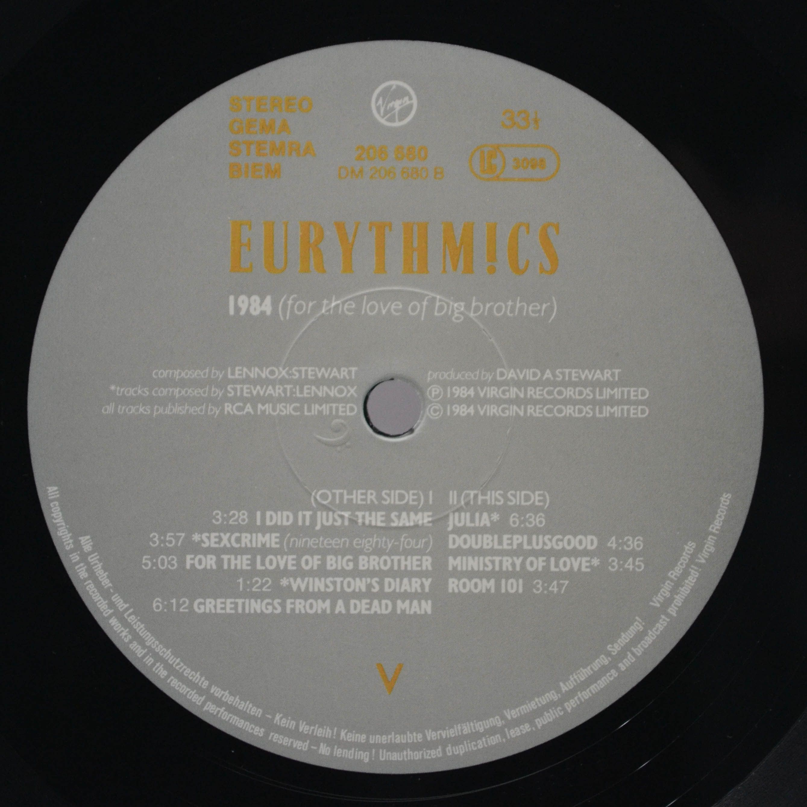 Виниловая пластинка Eurythmics — 1984 (For The Love Of Big Brother), 1984