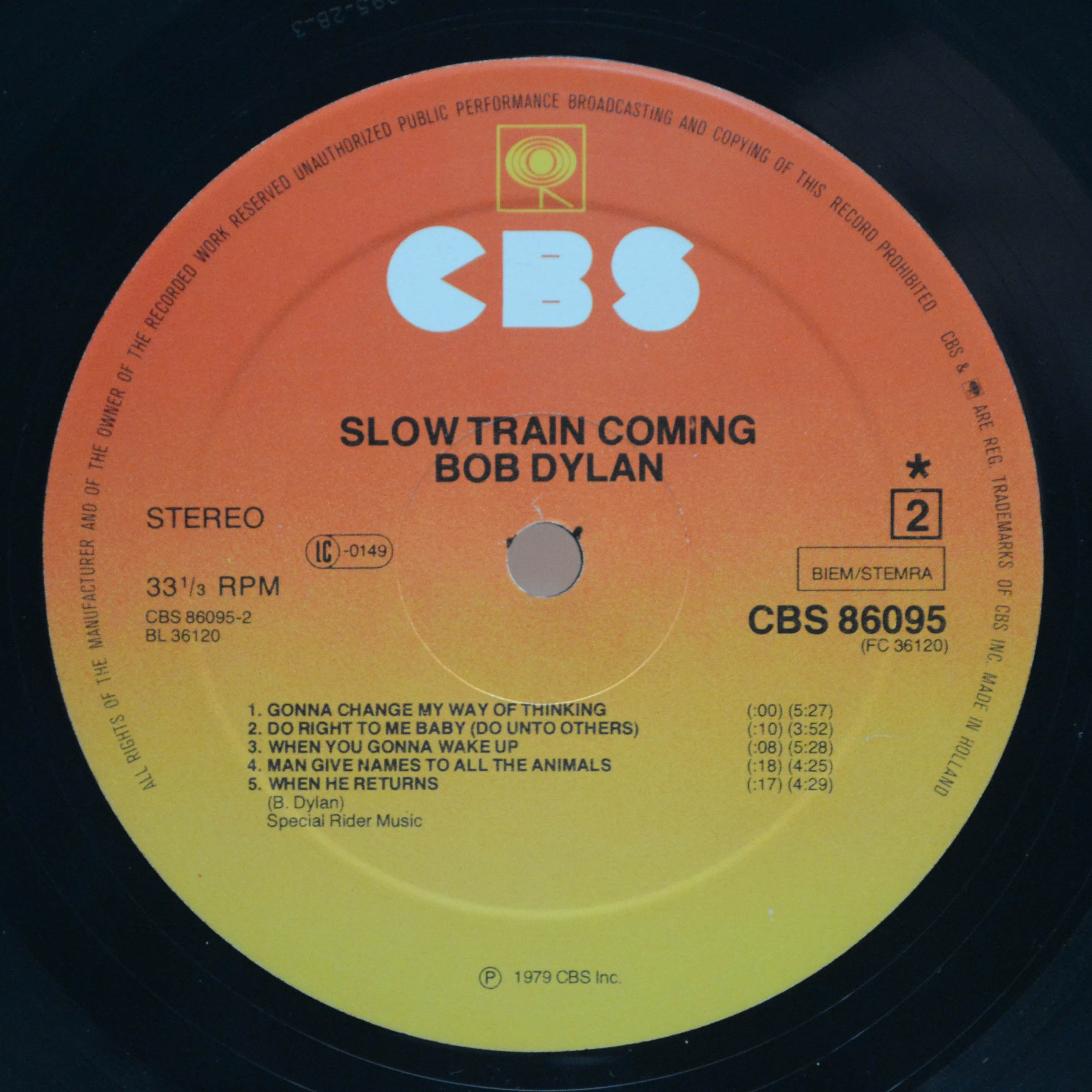 Виниловая пластинка Bob Dylan — Slow Train Coming, 1979