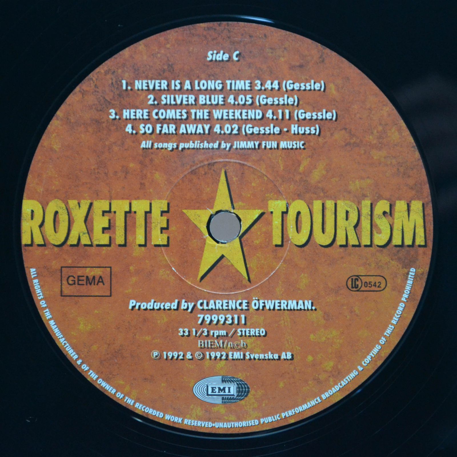 Roxette — Tourism (2LP), 1992
