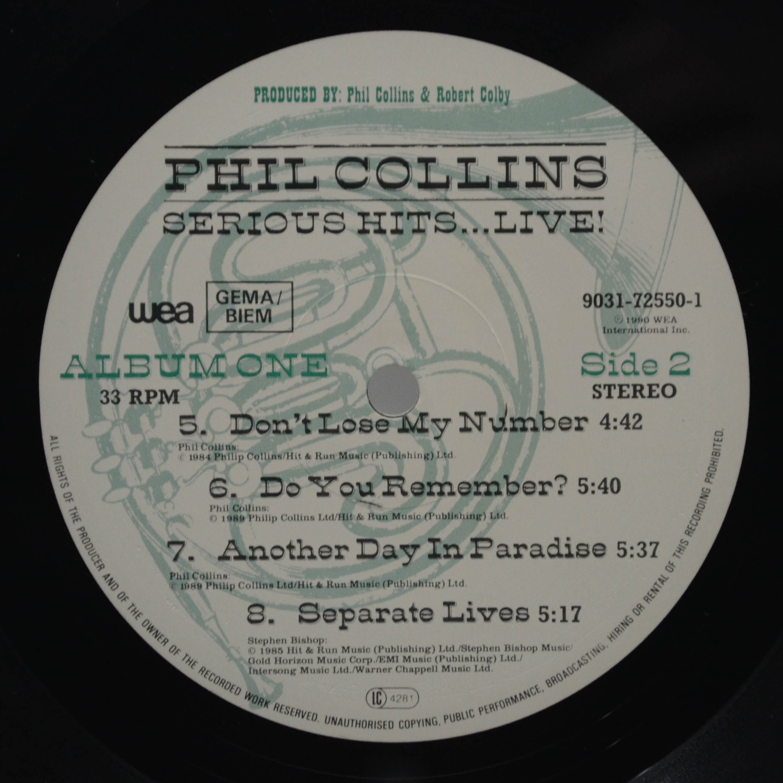 Phil Collins — Serious Hits...Live! (2LP), 1990