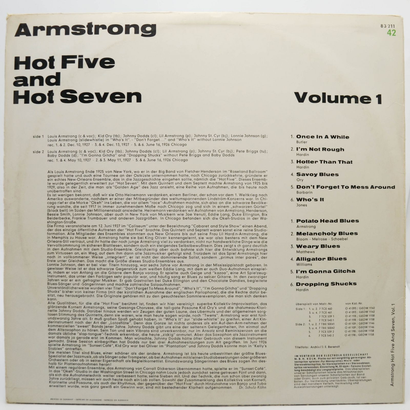 Louis Armstrong — Armstrong Hot Five And Seven, Vol.1, 1960