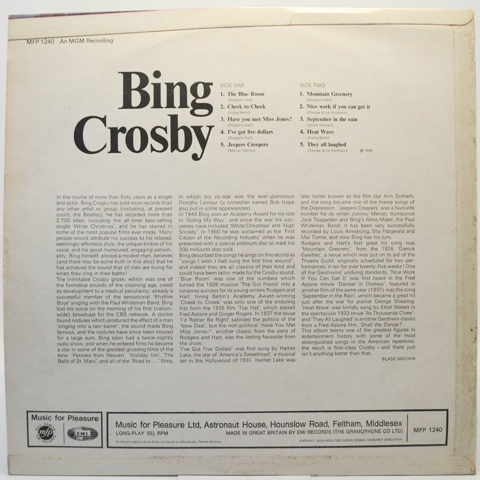 Bing Crosby — Bing Crosby (UK), 1965