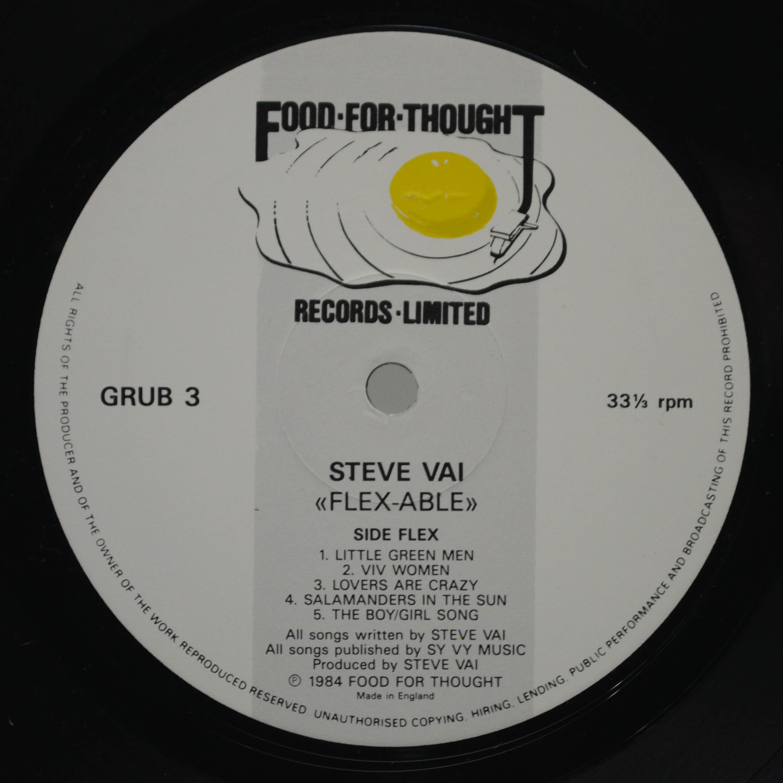 Виниловая пластинка Steve Vai — Flex-Able (UK), 1984