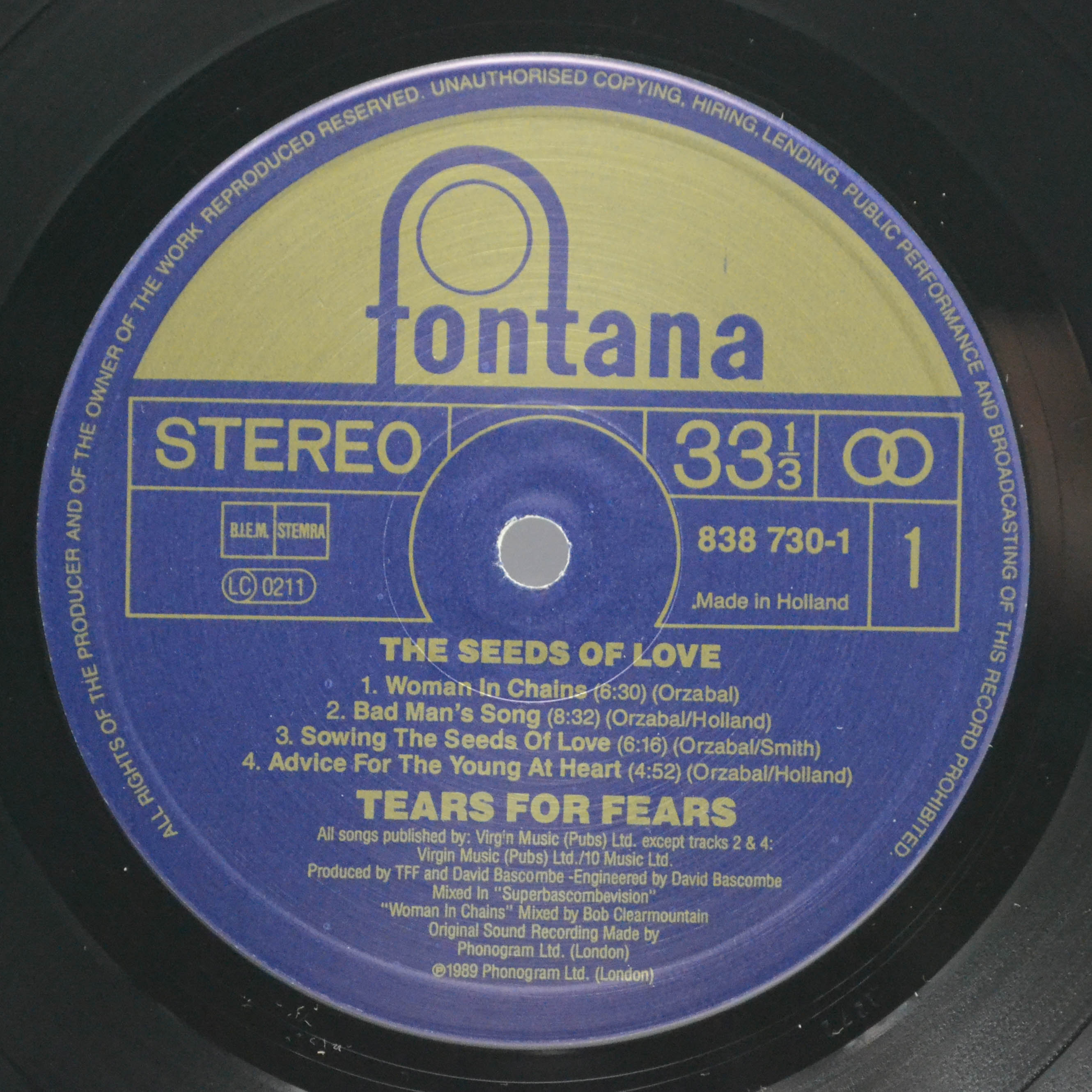 Tears For Fears — The Seeds Of Love, 1989