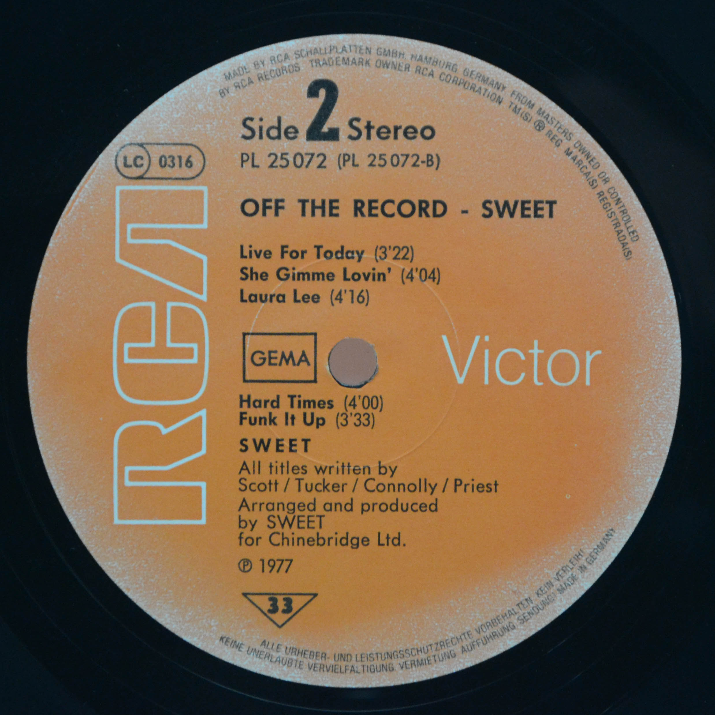 Виниловая пластинка Sweet — Off The Record, 1977
