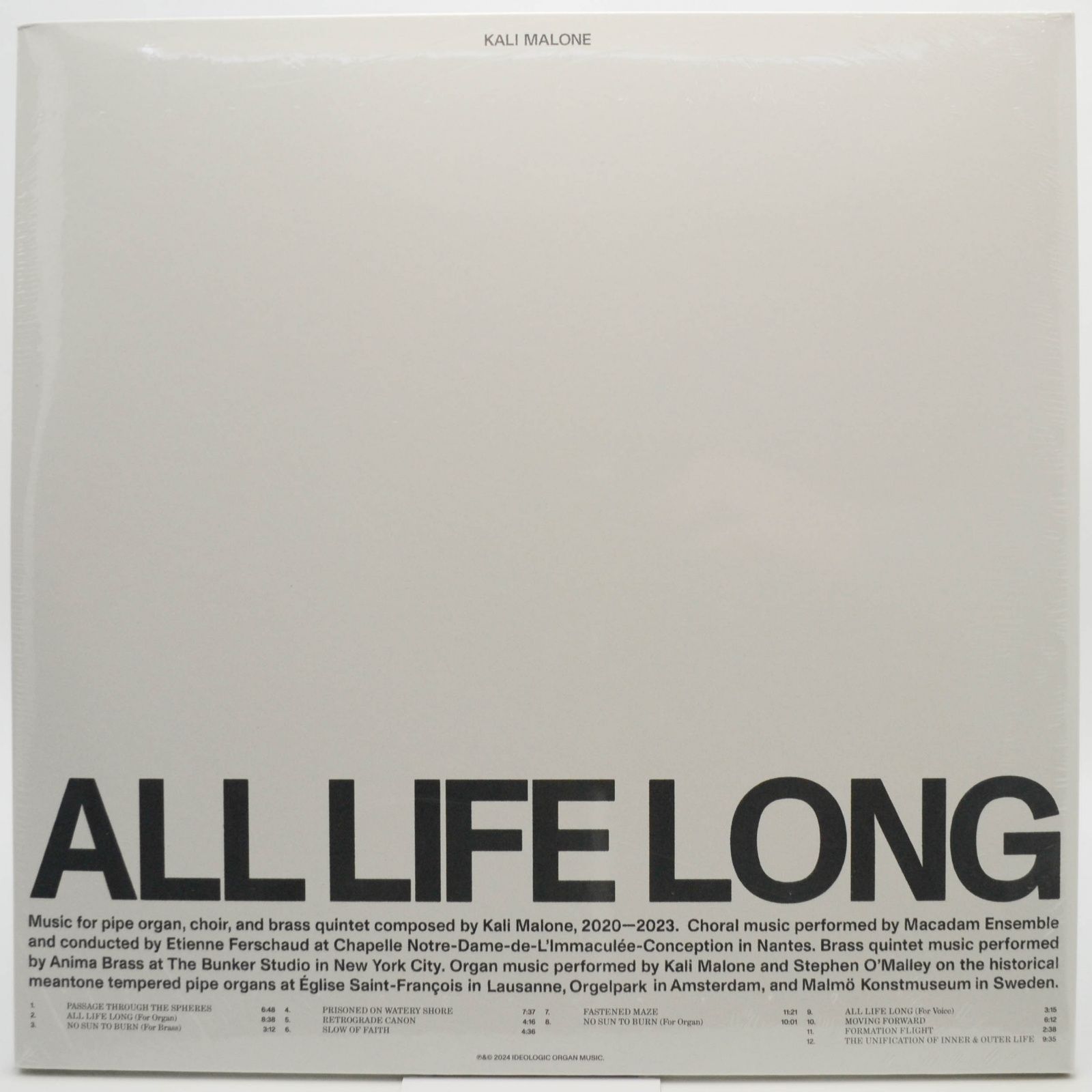 Kali Malone — All Life Long (2LP), 2024
