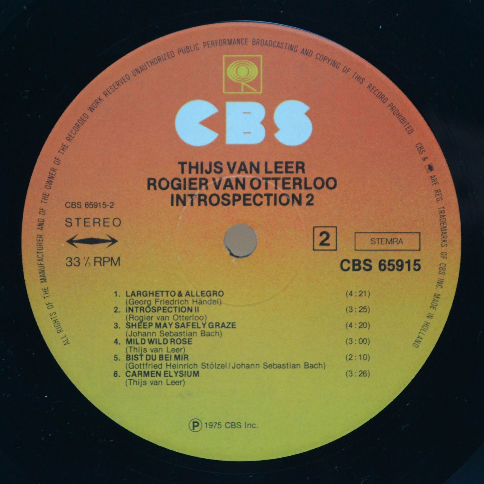 Виниловая пластинка Thijs van Leer — Introspection 2, 1975