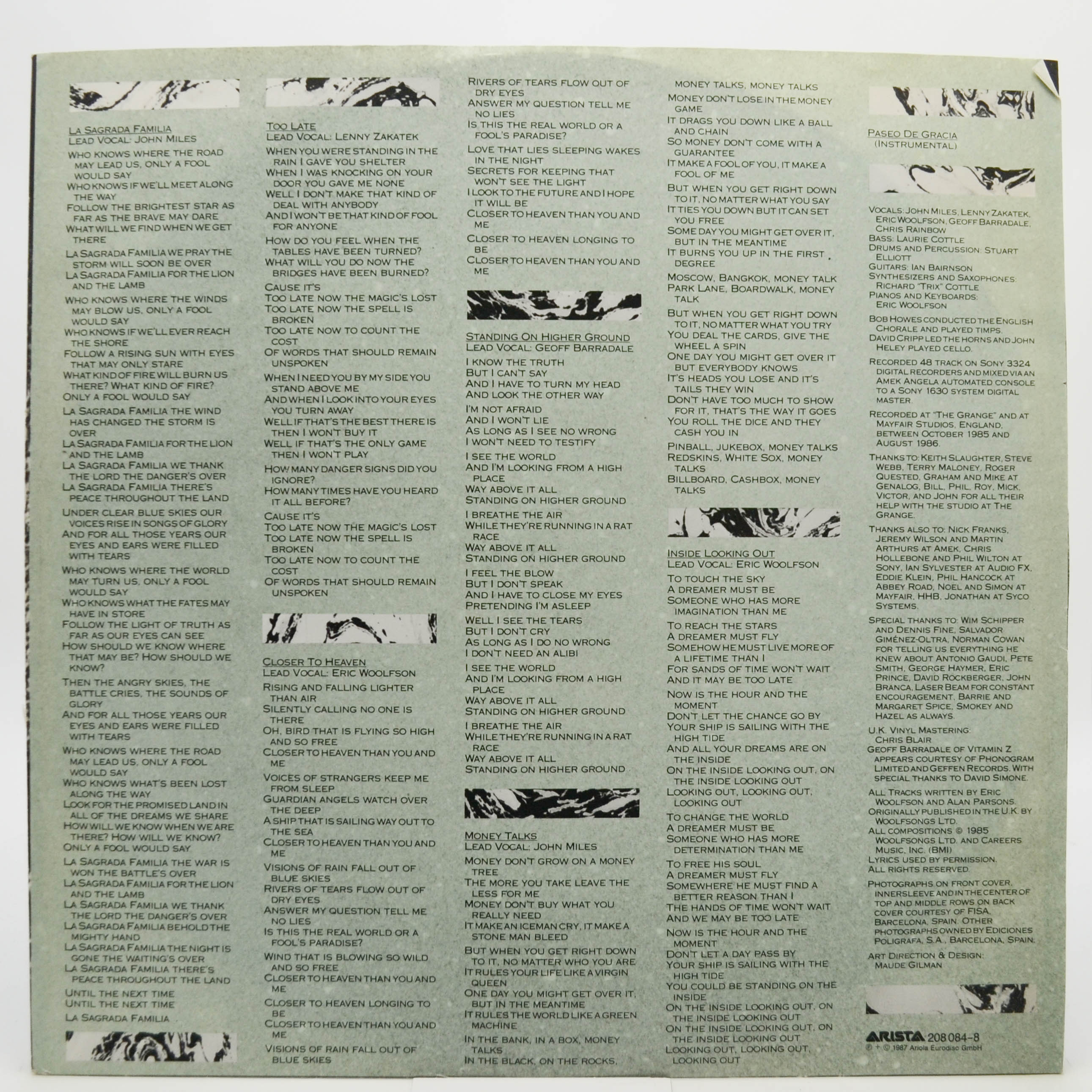 The Alan Parsons Project — Gaudi, 1987