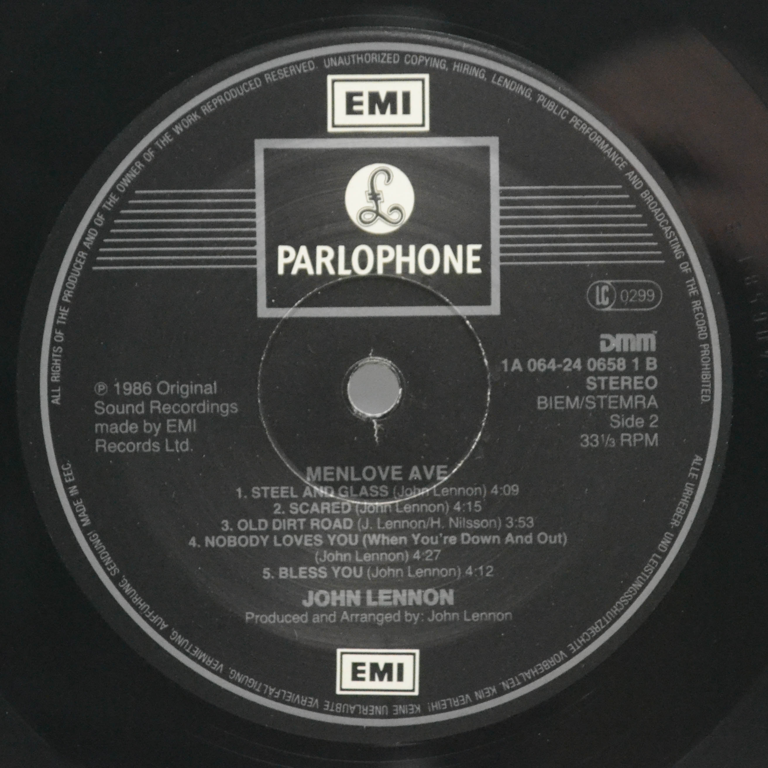 John Lennon — Menlove Ave, 1986