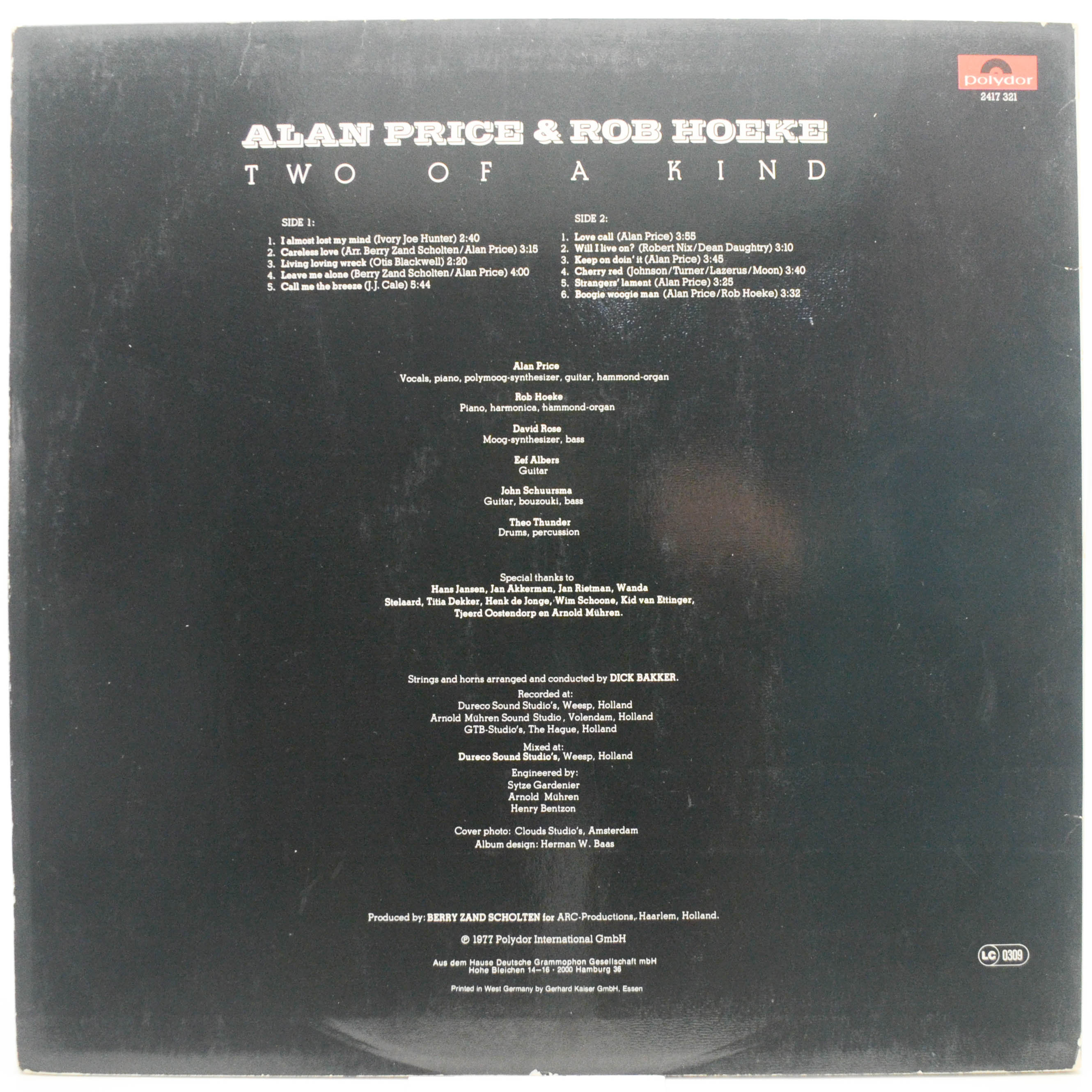 Alan Price & Rob Hoeke — Two Of A Kind, 1977