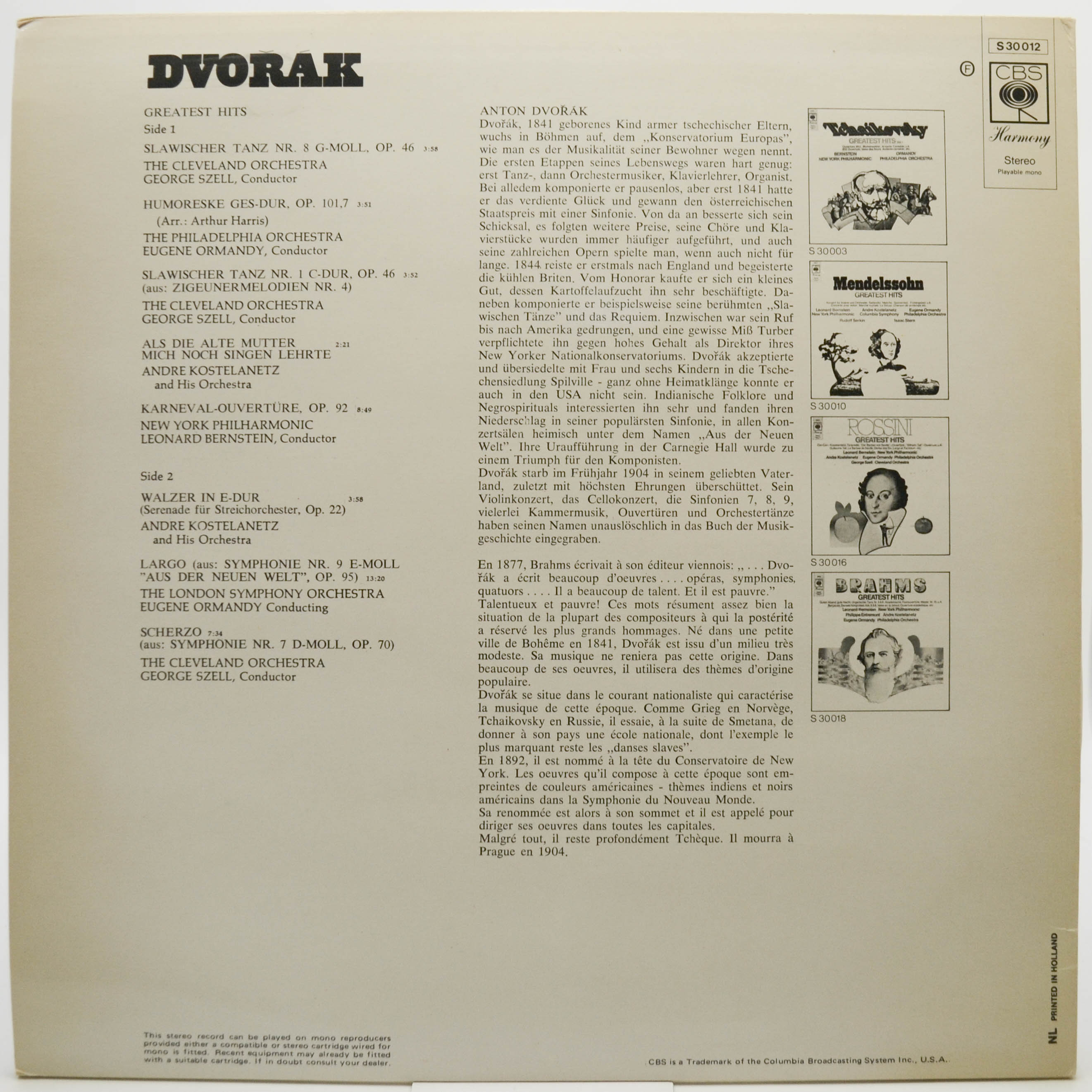 Dvořák — Greatest Hits, 1971