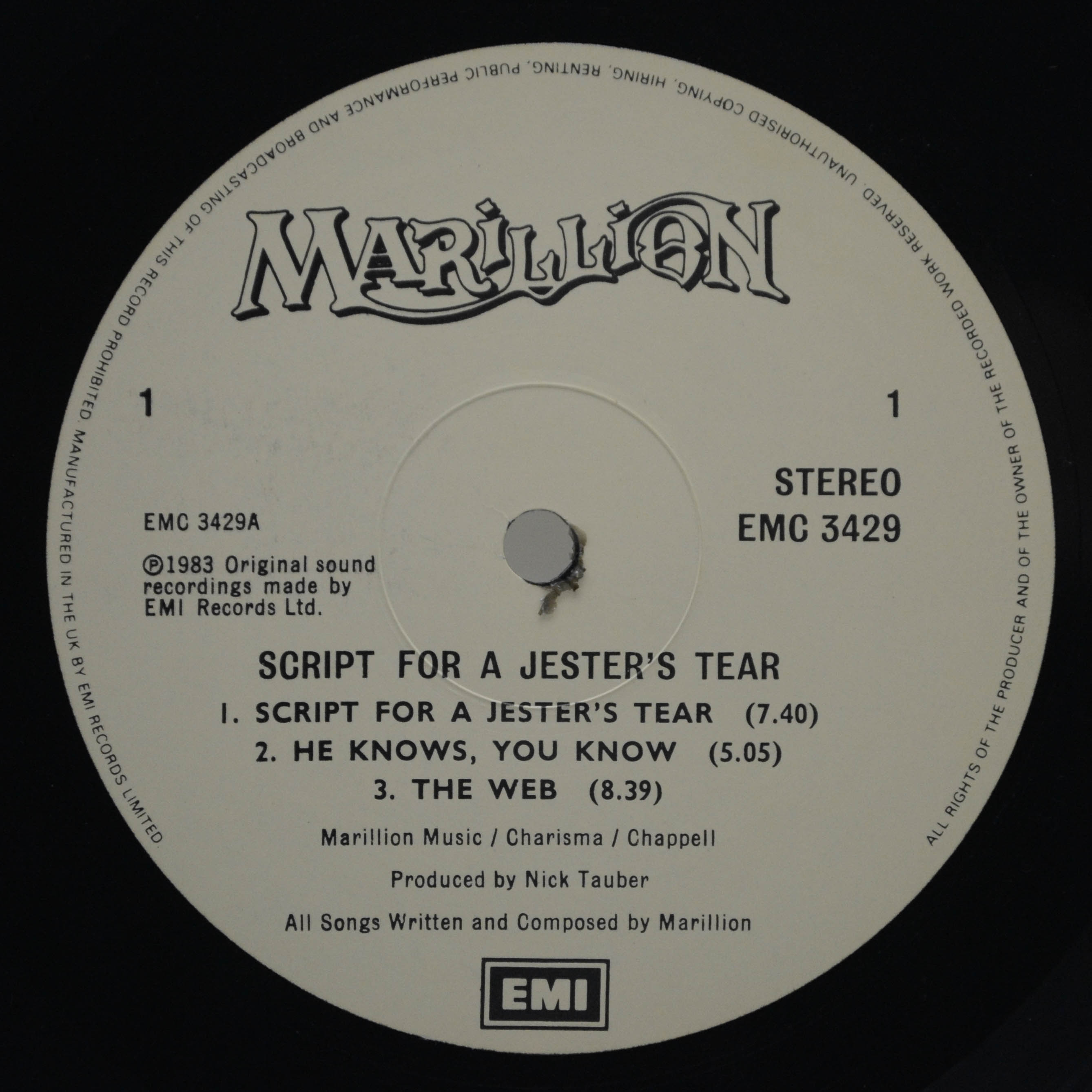 Marillion — Script For A Jester's Tear (1-st, UK), 1983
