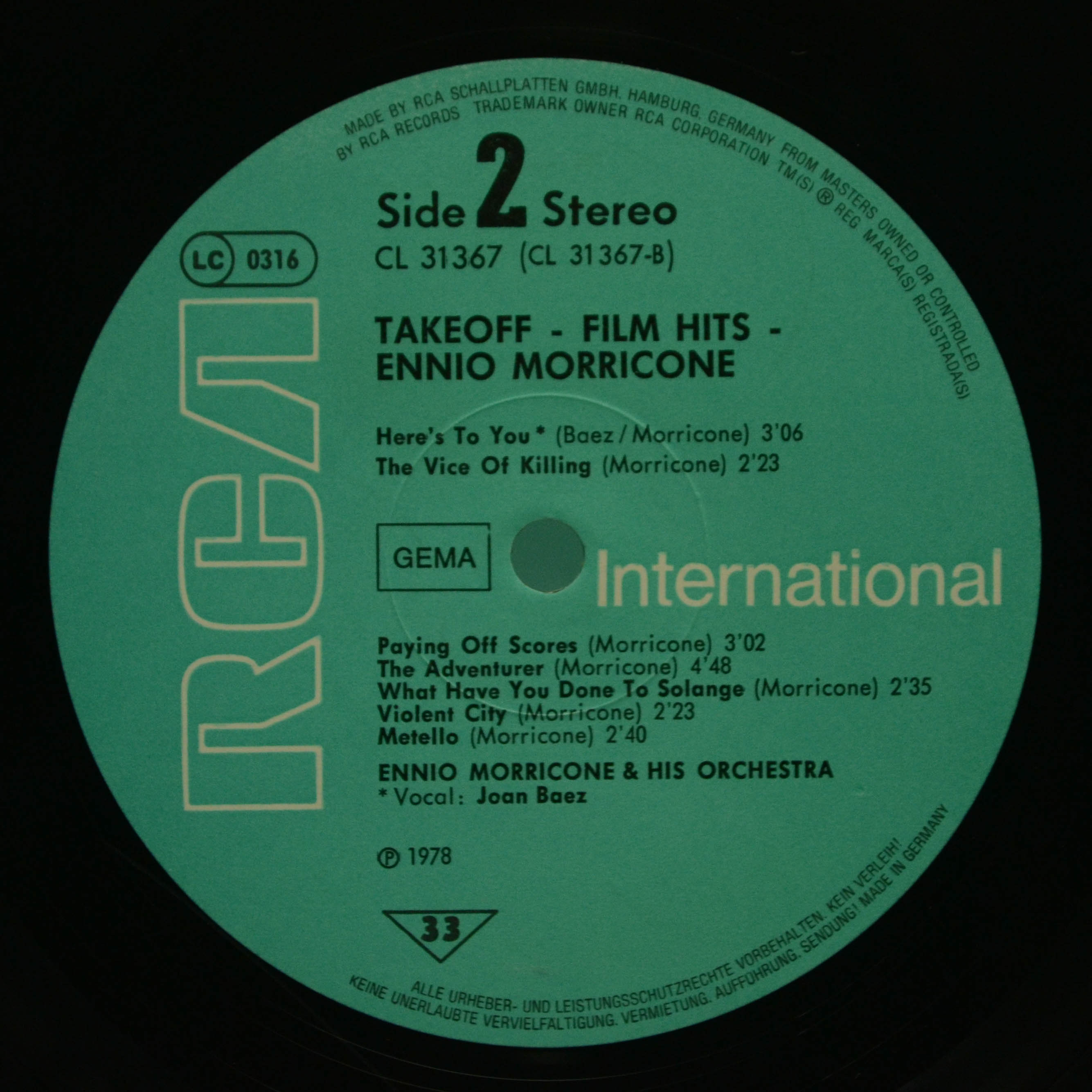 Виниловая пластинка Ennio Morricone — Film Hits, 1978