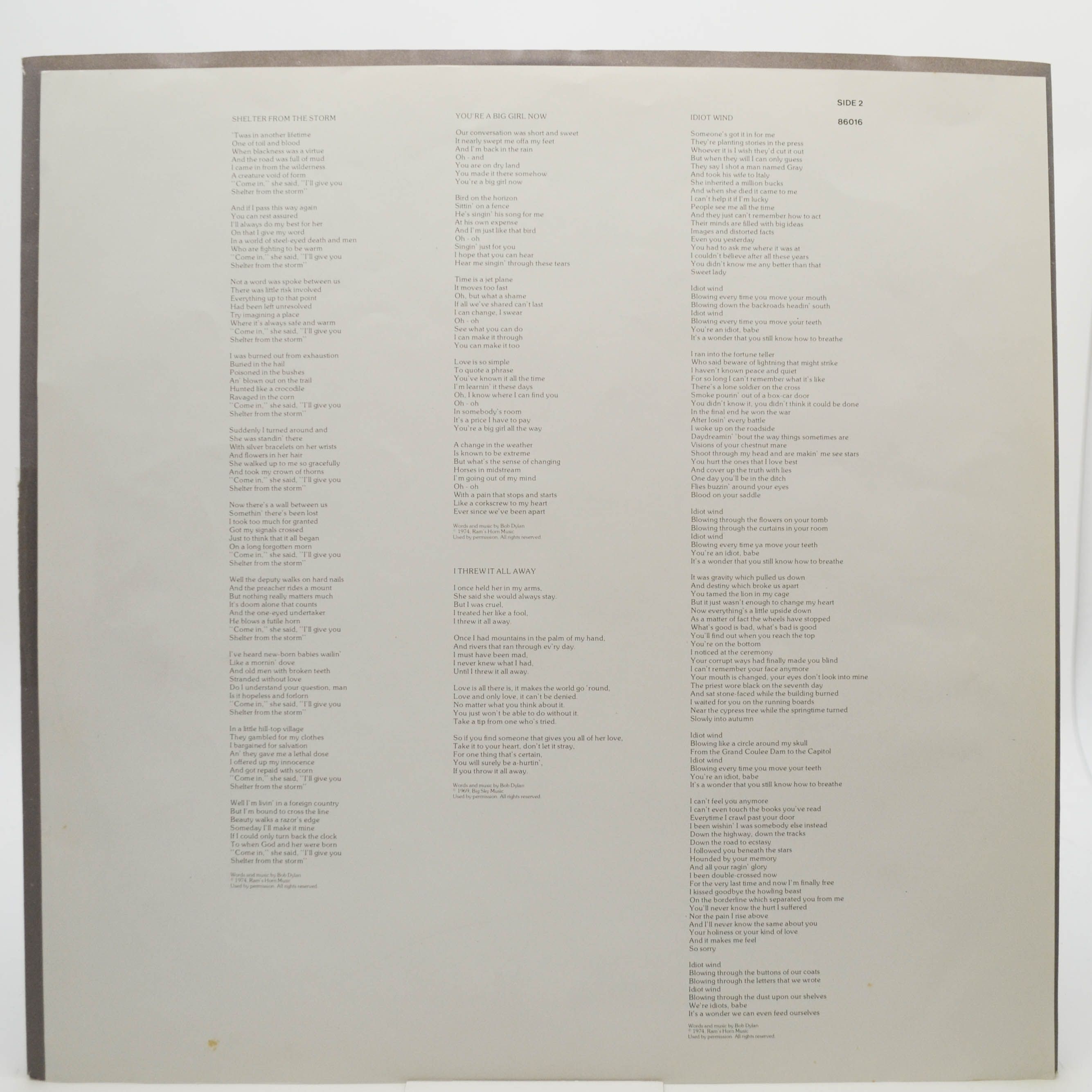 Bob Dylan — Hard Rain, 1976