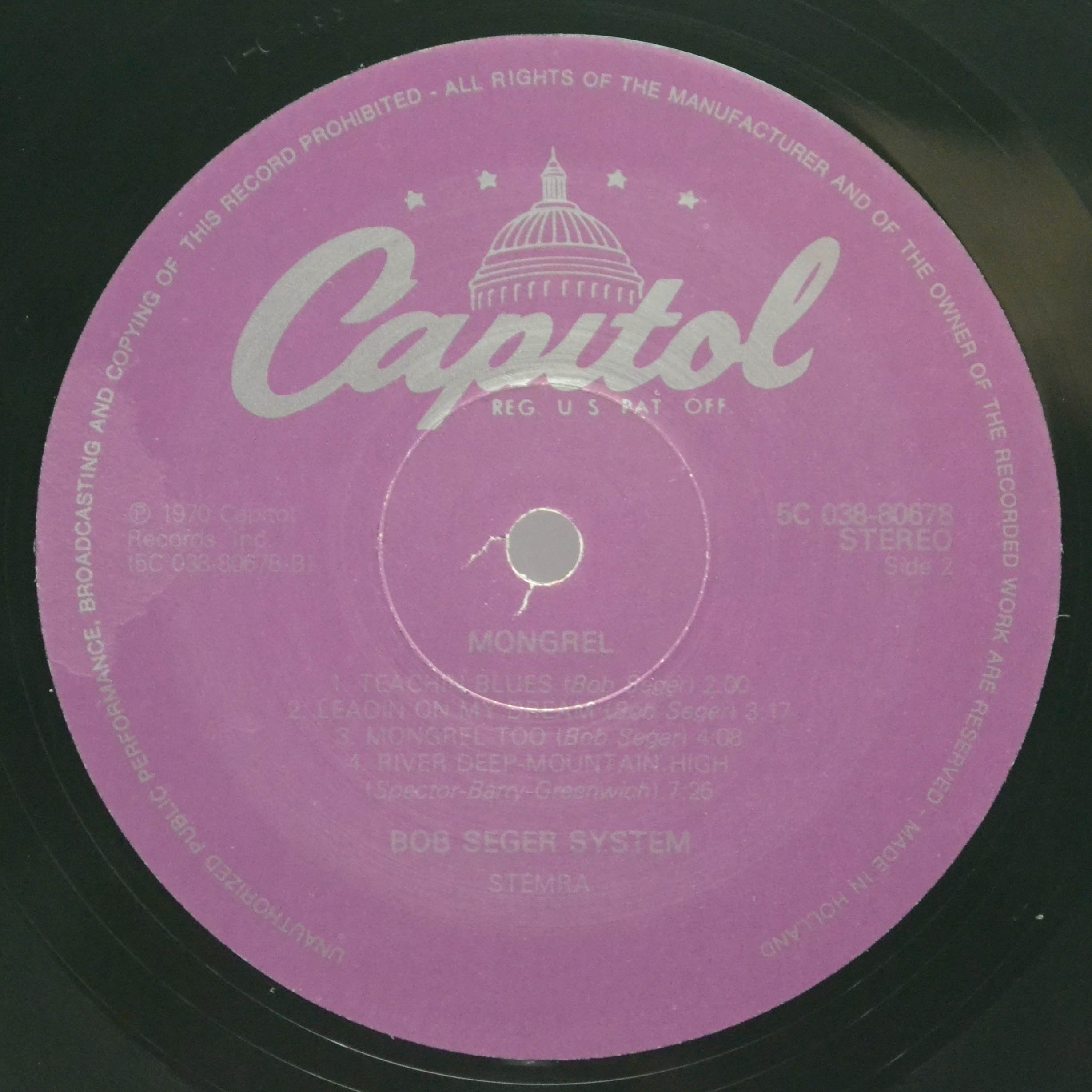 Виниловая пластинка Bob Seger System — Mongrel, 1970