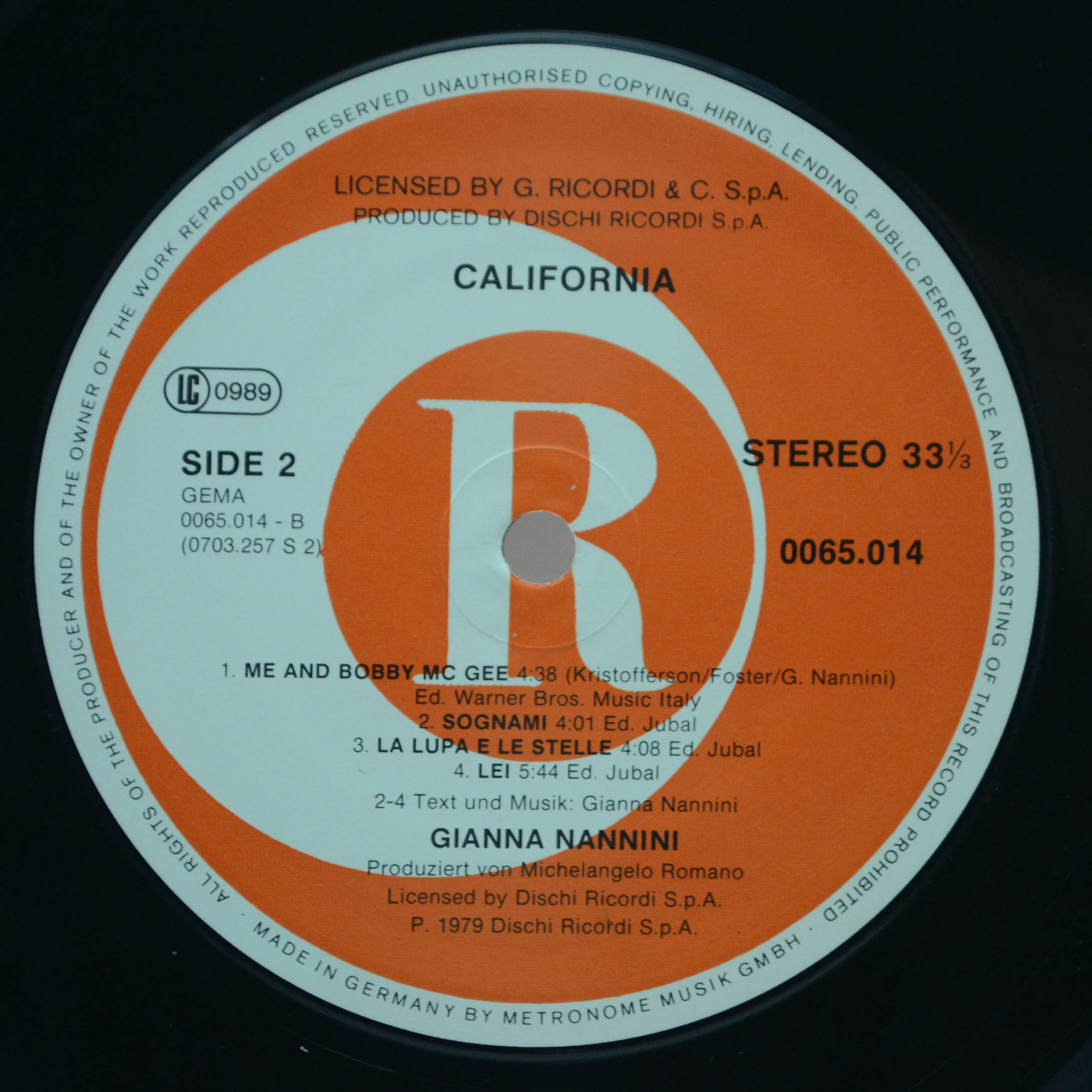 Gianna Nannini — California, 1979