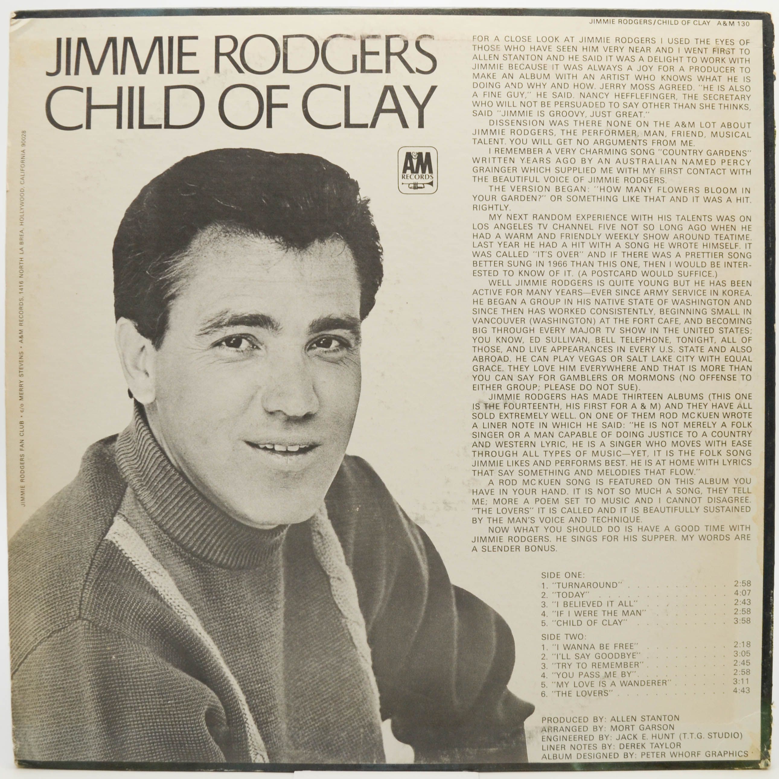 Виниловая пластинка Jimmie Rodgers — Child Of Clay (1-st, USA), 1967