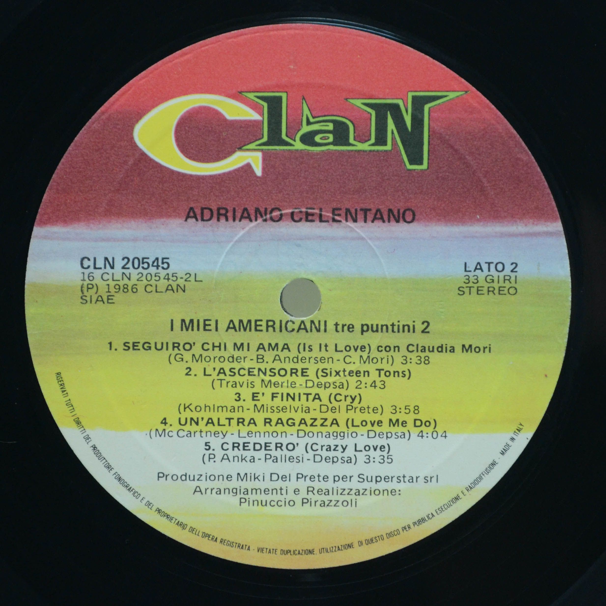 Adriano Celentano — I Miei Americani (Tre Puntini) 2 (1-st, Italy, Clan), 1986