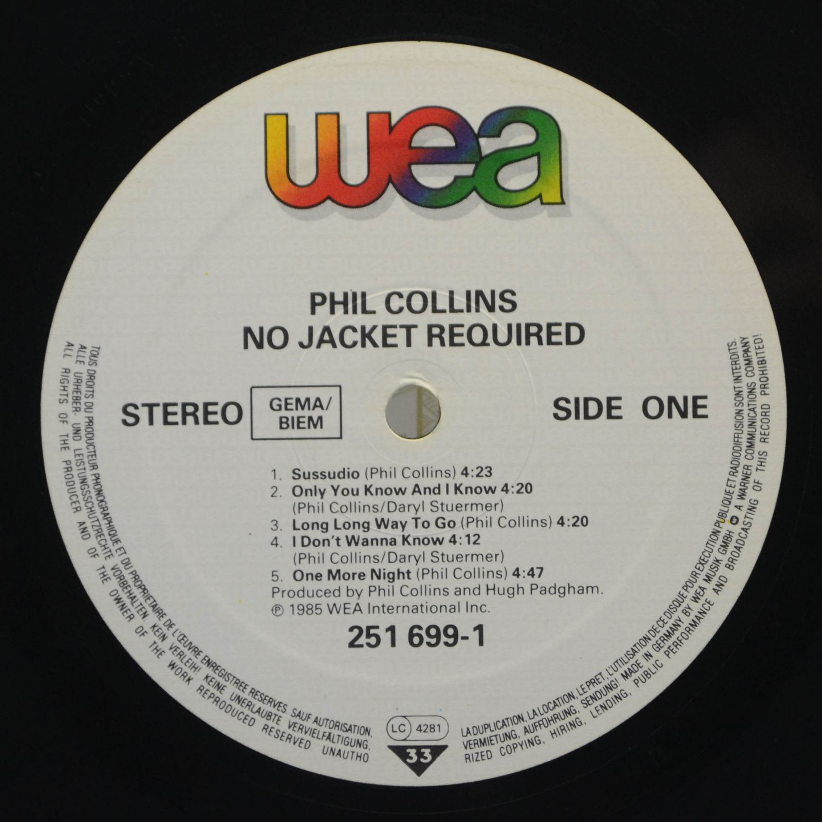Phil Collins — No Jacket Required, 1985