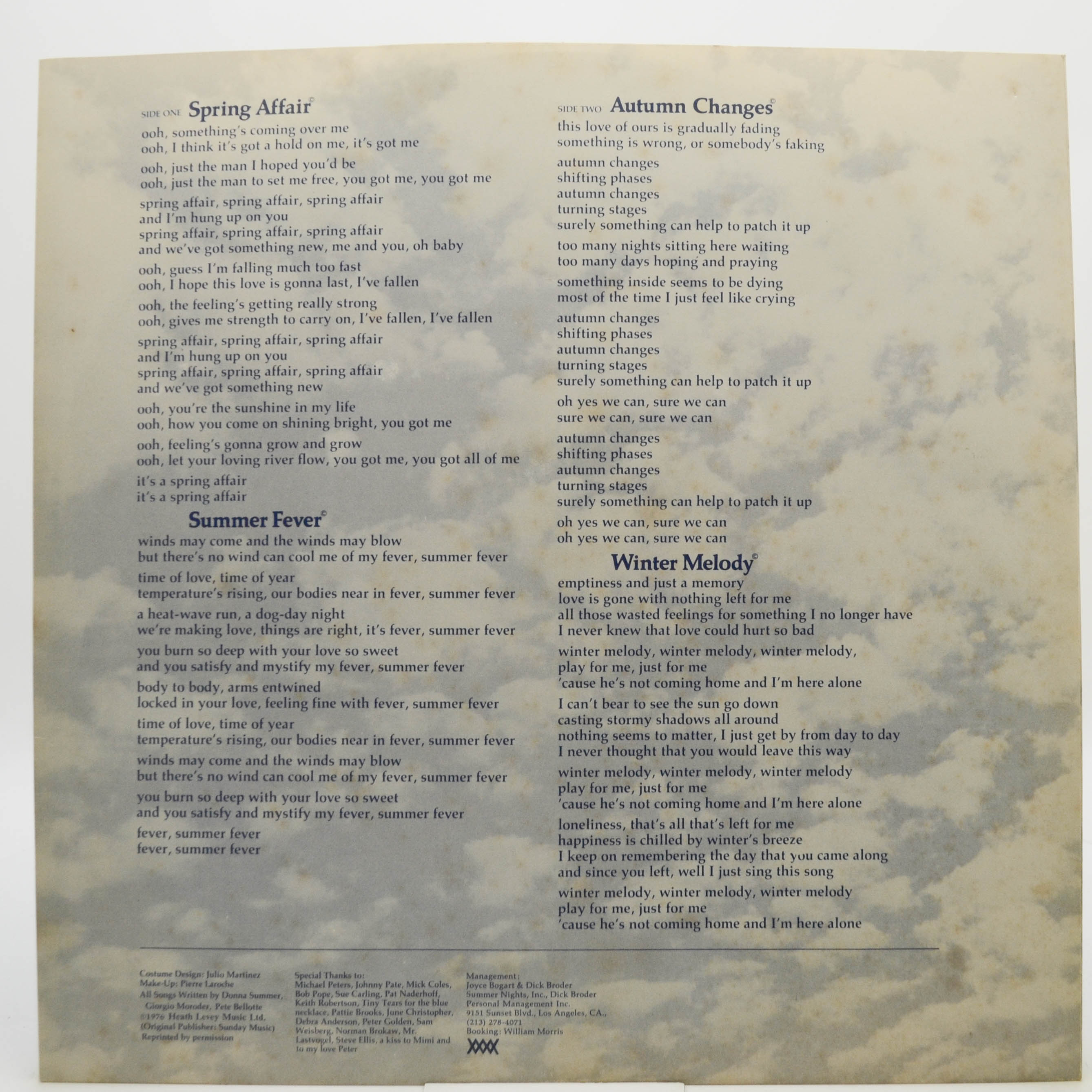 Виниловая пластинка Donna Summer — Four Seasons Of Love (UK), 1976