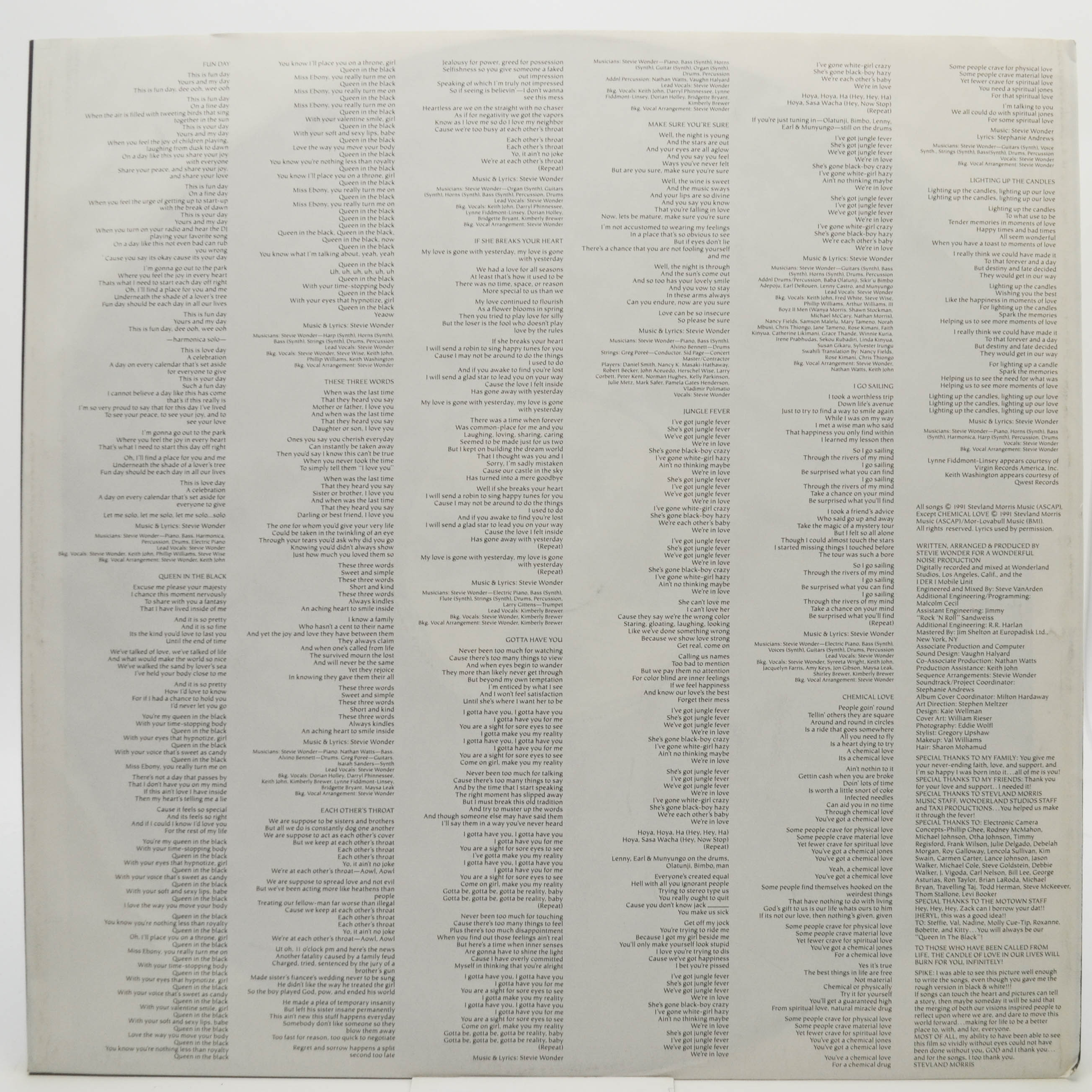 Stevie Wonder — Jungle Fever - Music From The Movie, 1991