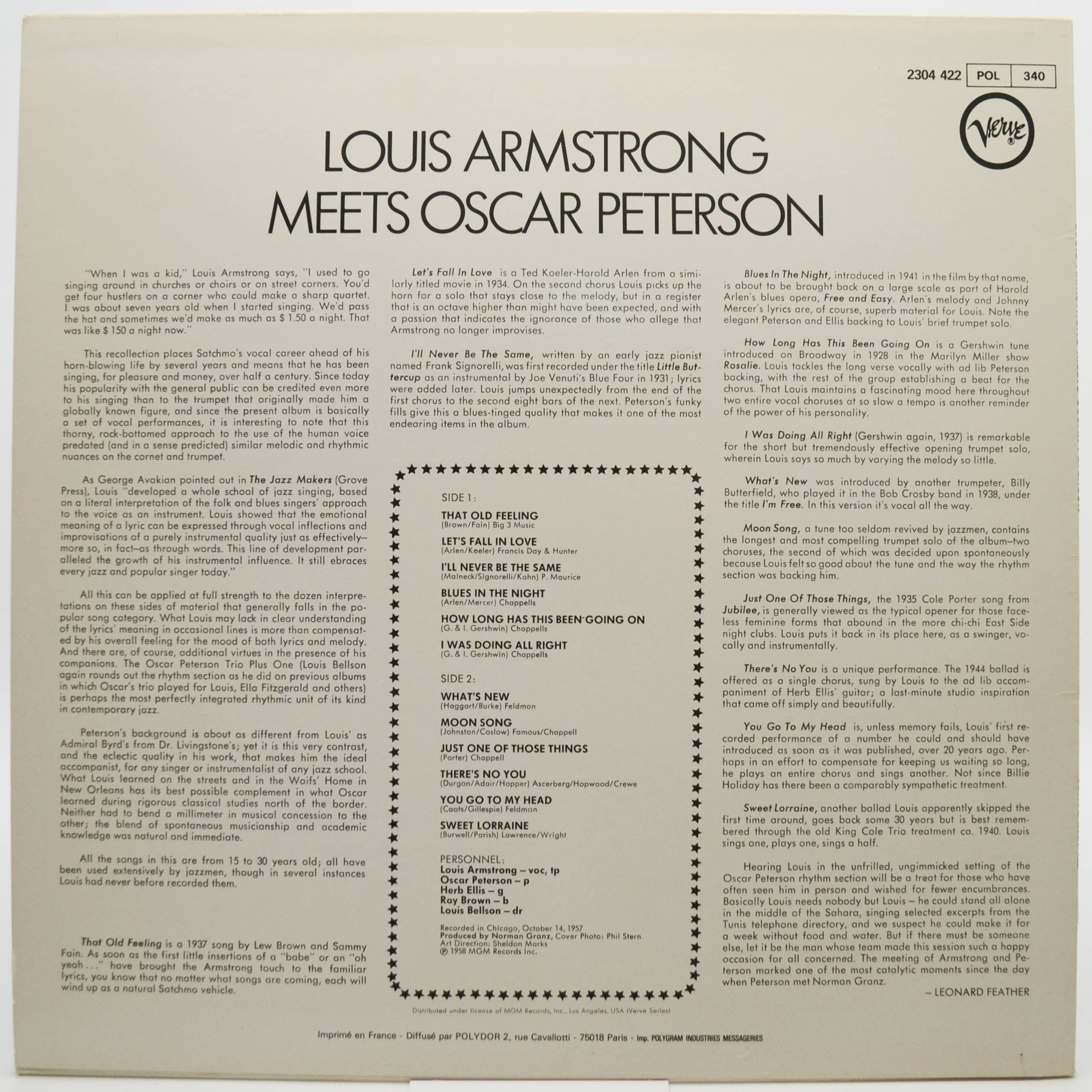 Louis Armstrong, Oscar Peterson — Louis Armstrong Meets Oscar Peterson, 1959