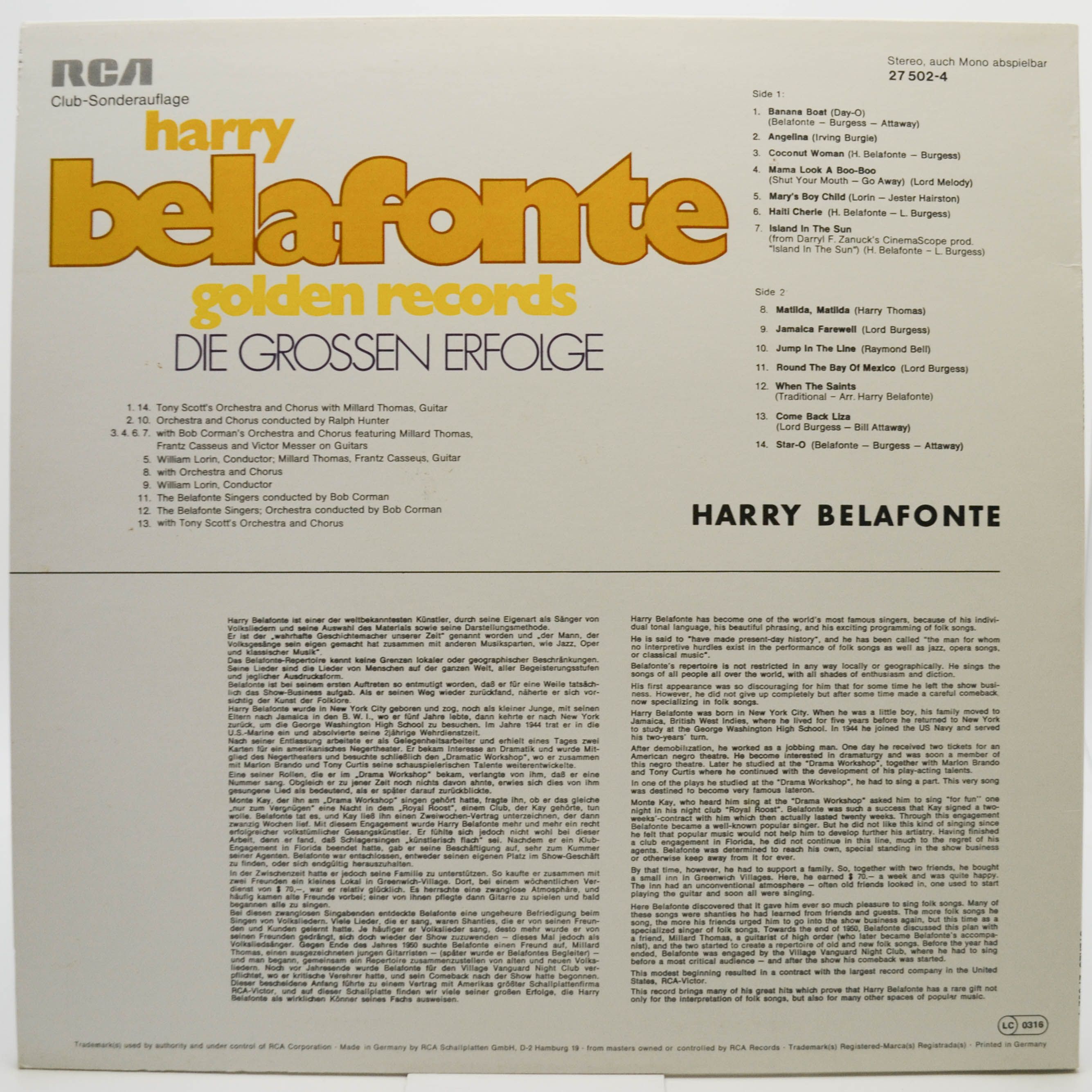 Harry Belafonte — Golden Records, 1967