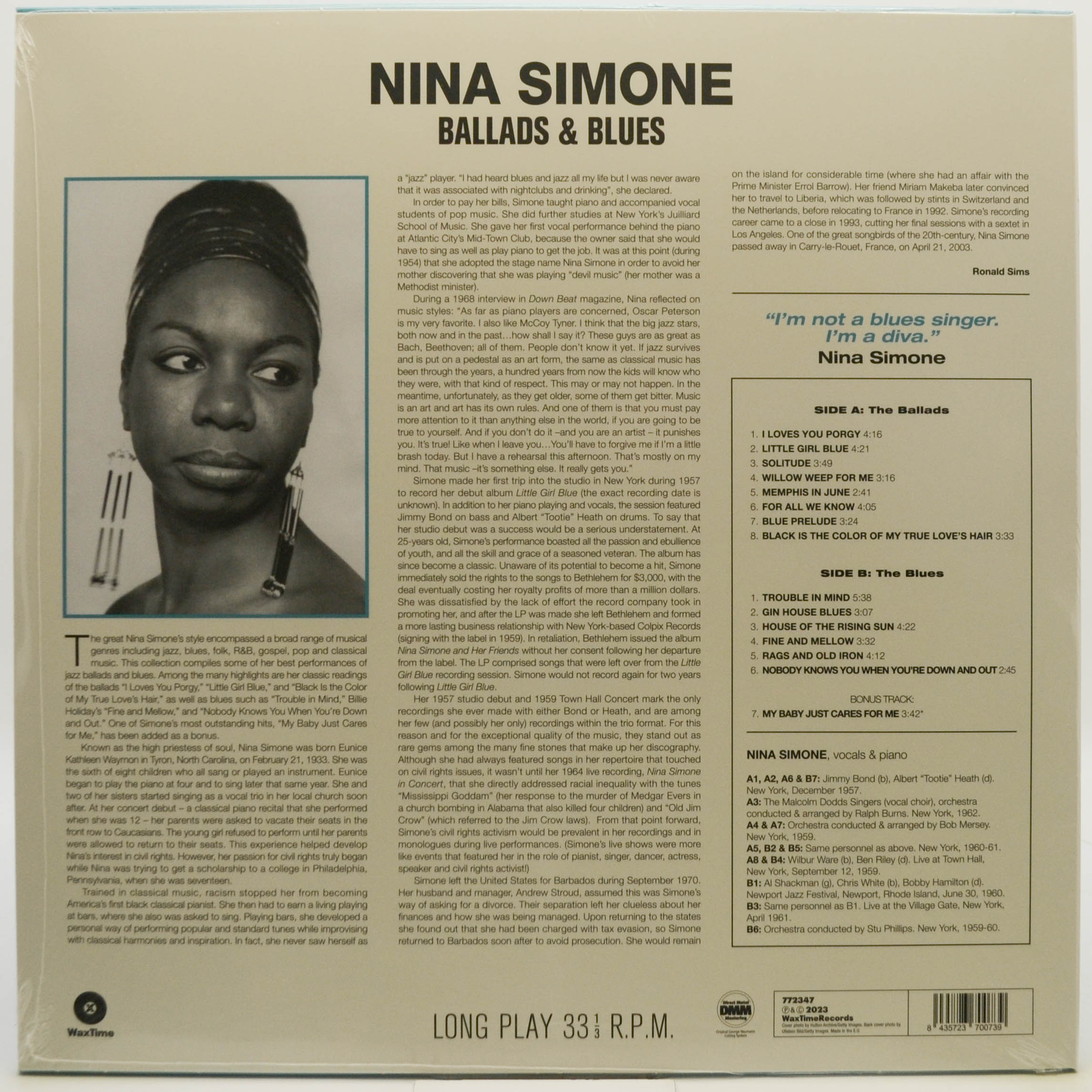 Виниловая пластинка Nina Simone — Ballads & Blues, 2019