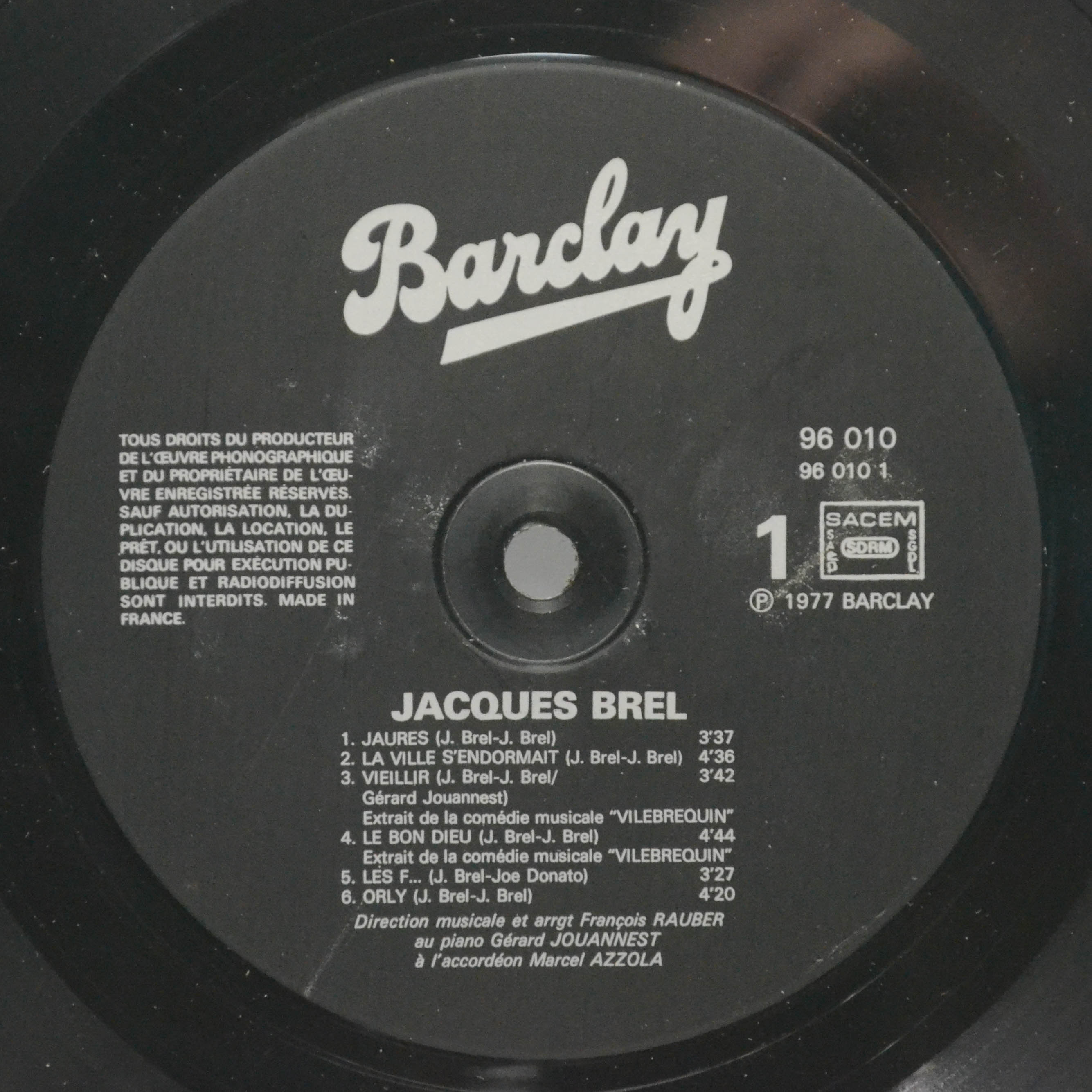 Виниловая пластинка Jacques Brel — Brel (1-st, France), 1977