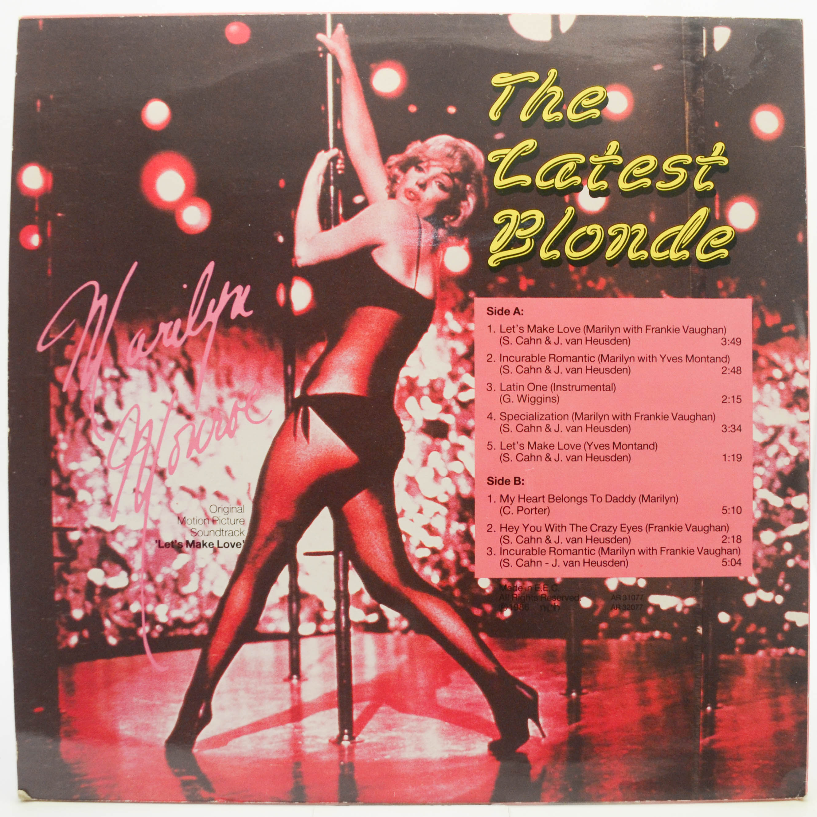Виниловая пластинка Marilyn Monroe — The Latest Blonde (Original Picture Soundtrack 'Let's Make Love'), 1960