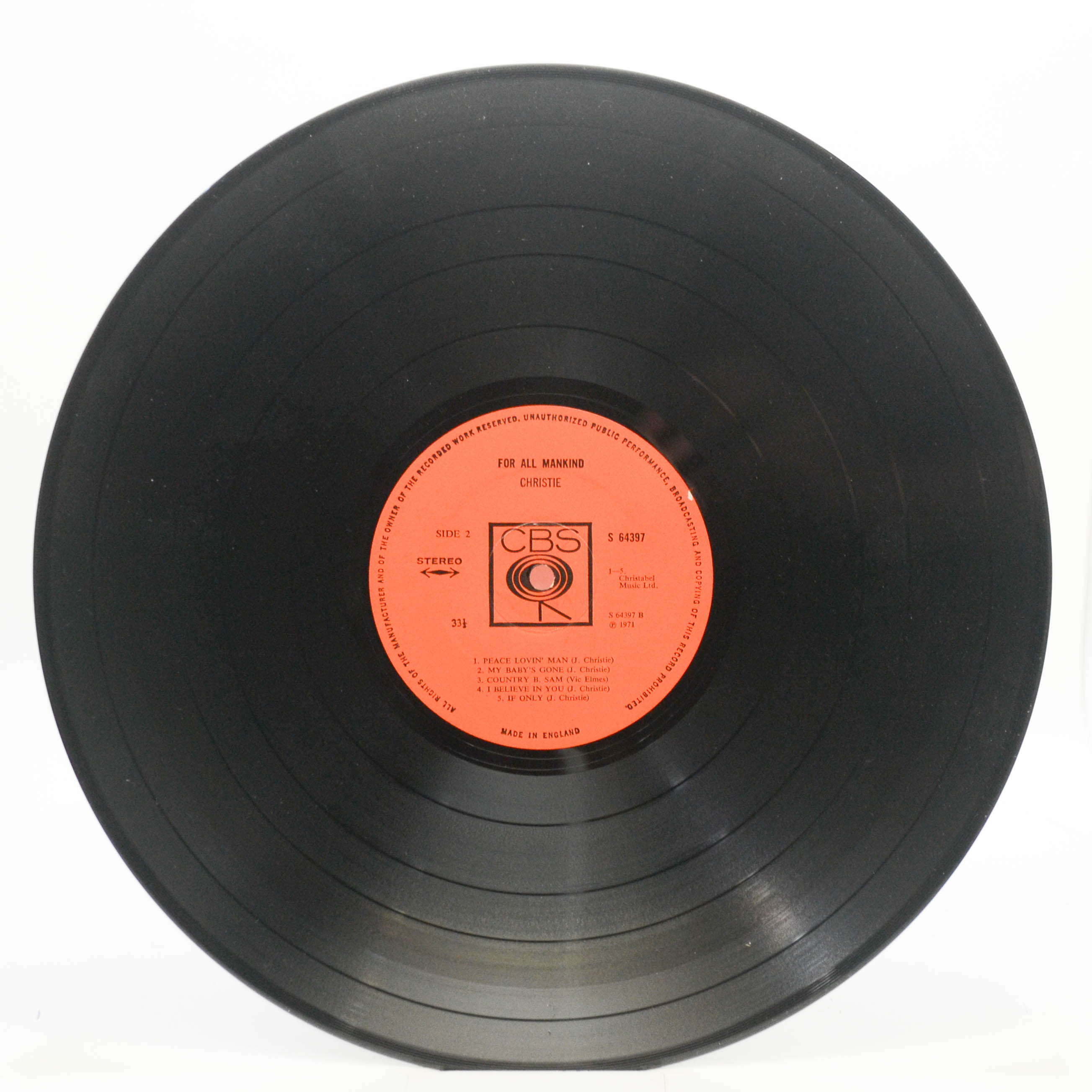 Виниловая пластинка Christie — For All Mankind (1-st, UK), 1971