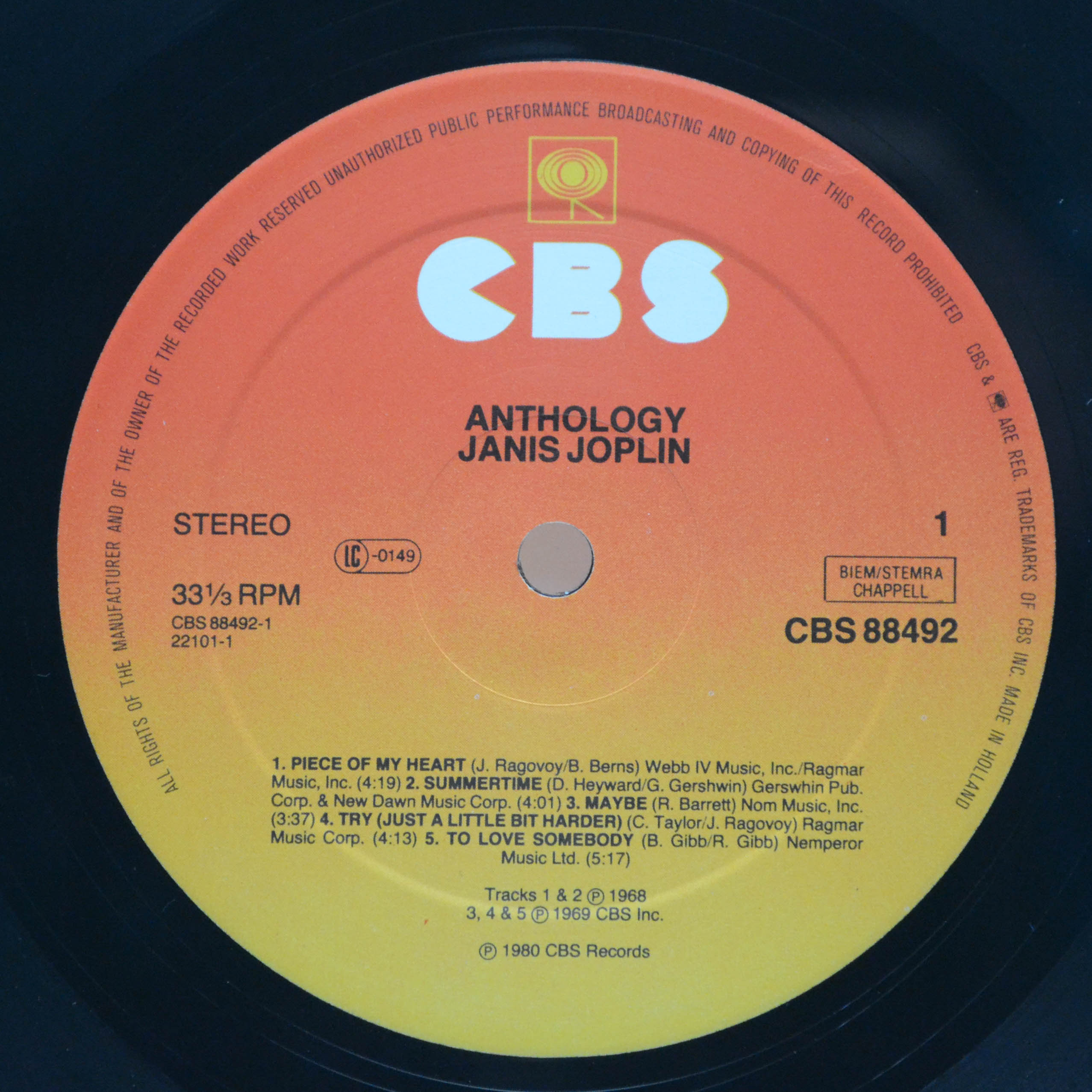 Janis Joplin — Anthology (2LP), 1980