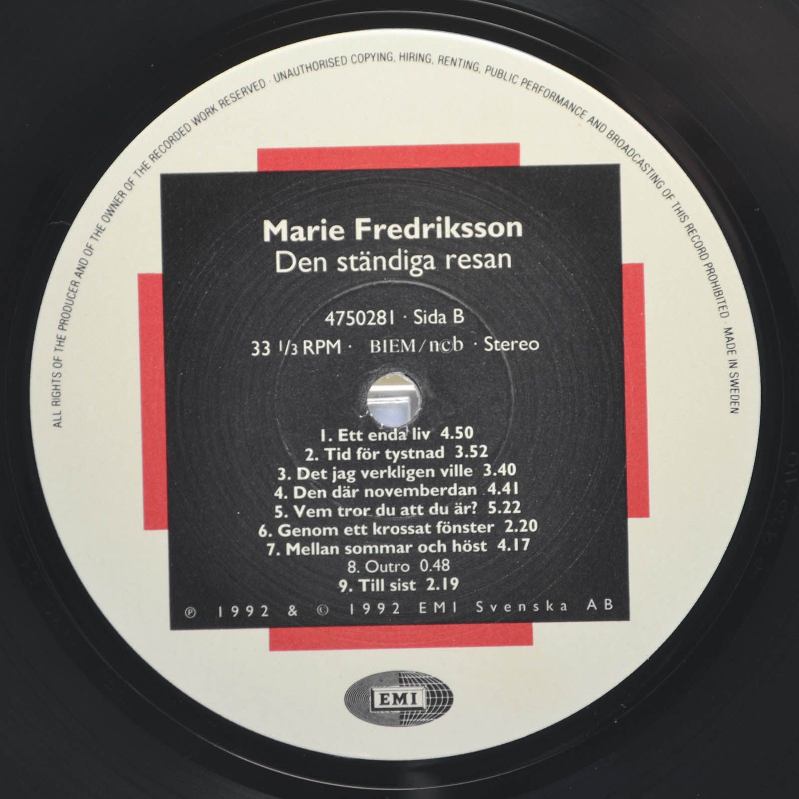 Marie Fredriksson — Den Ständiga Resan (1-st, Sweden), 1992