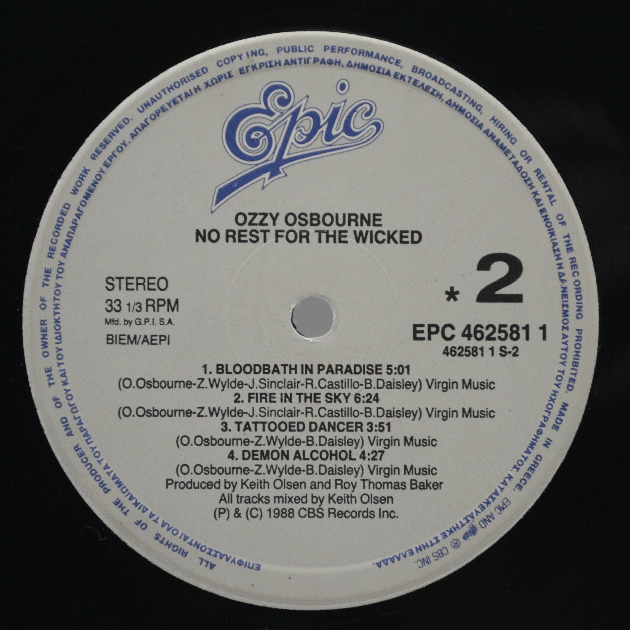 Ozzy Osbourne — No Rest For The Wicked, 1988