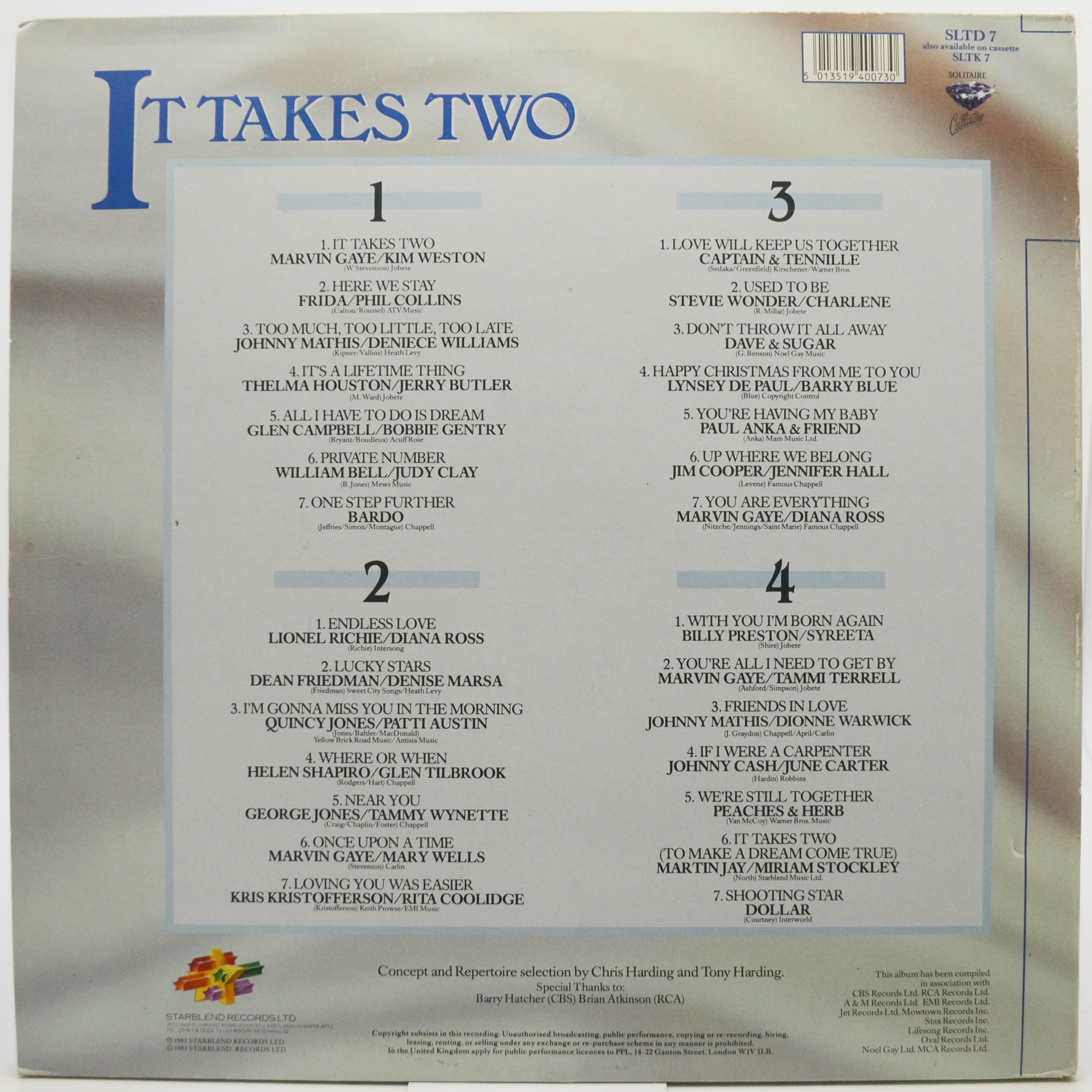 Various — It Takes Two (28 Songs Of Love For Two) (2LP, UK), 1983