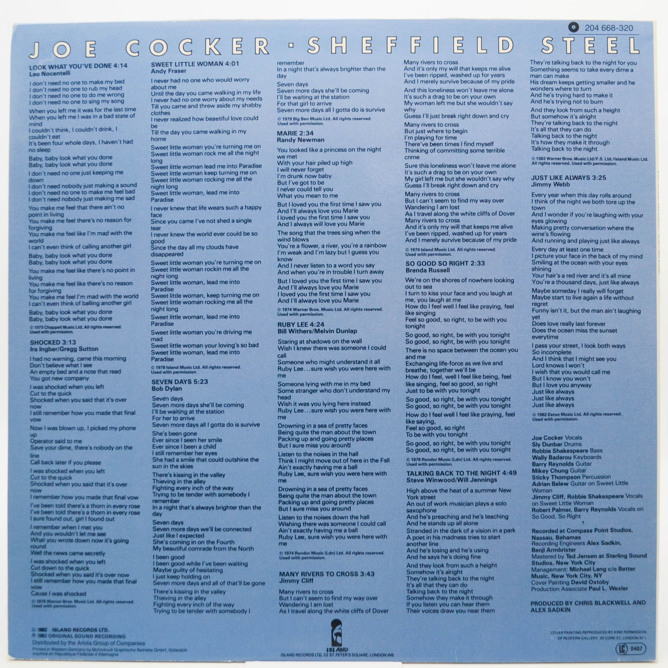 Joe Cocker — Sheffield Steel, 1982
