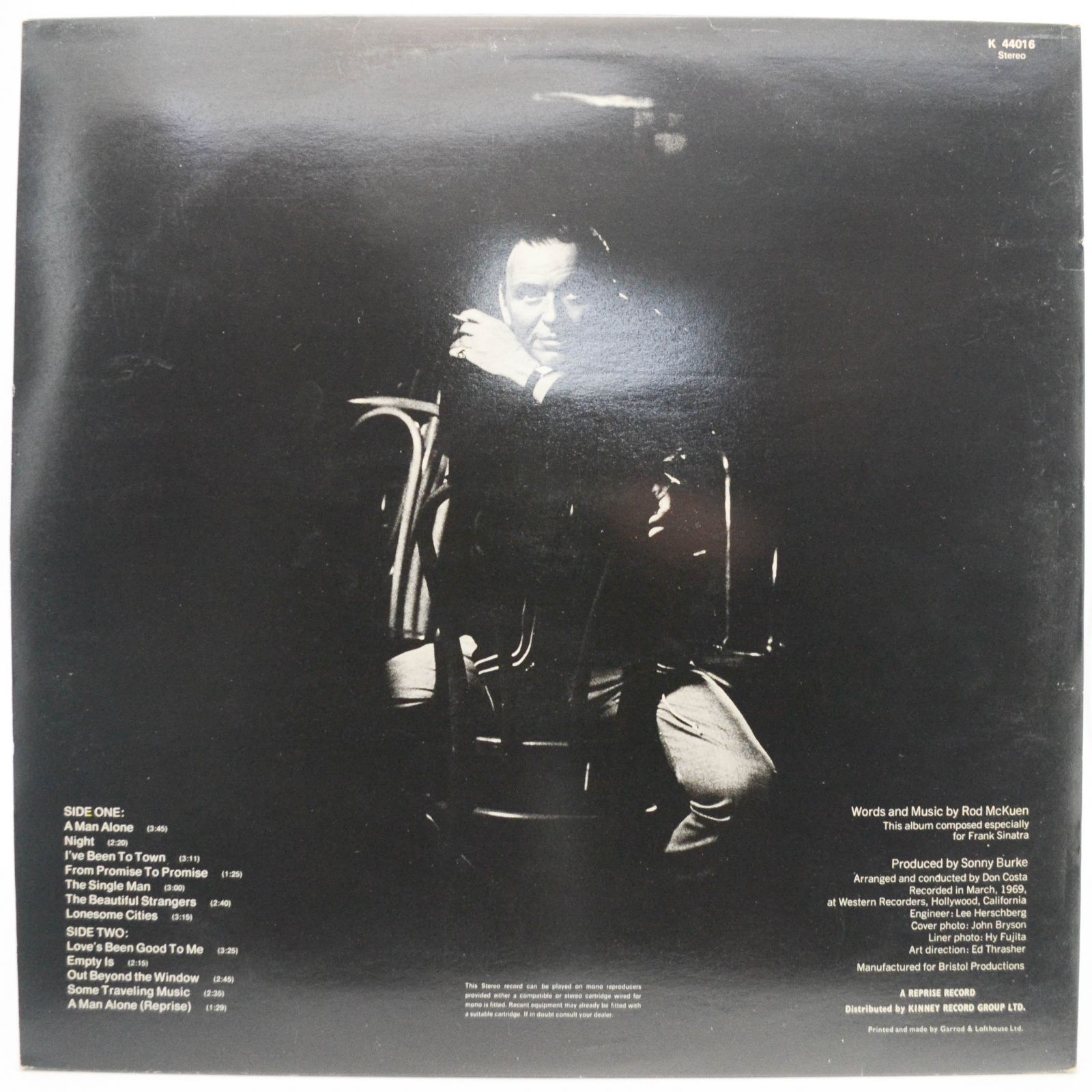 Frank Sinatra — A Man Alone & Other Songs Of Rod McKuen (UK), 1969