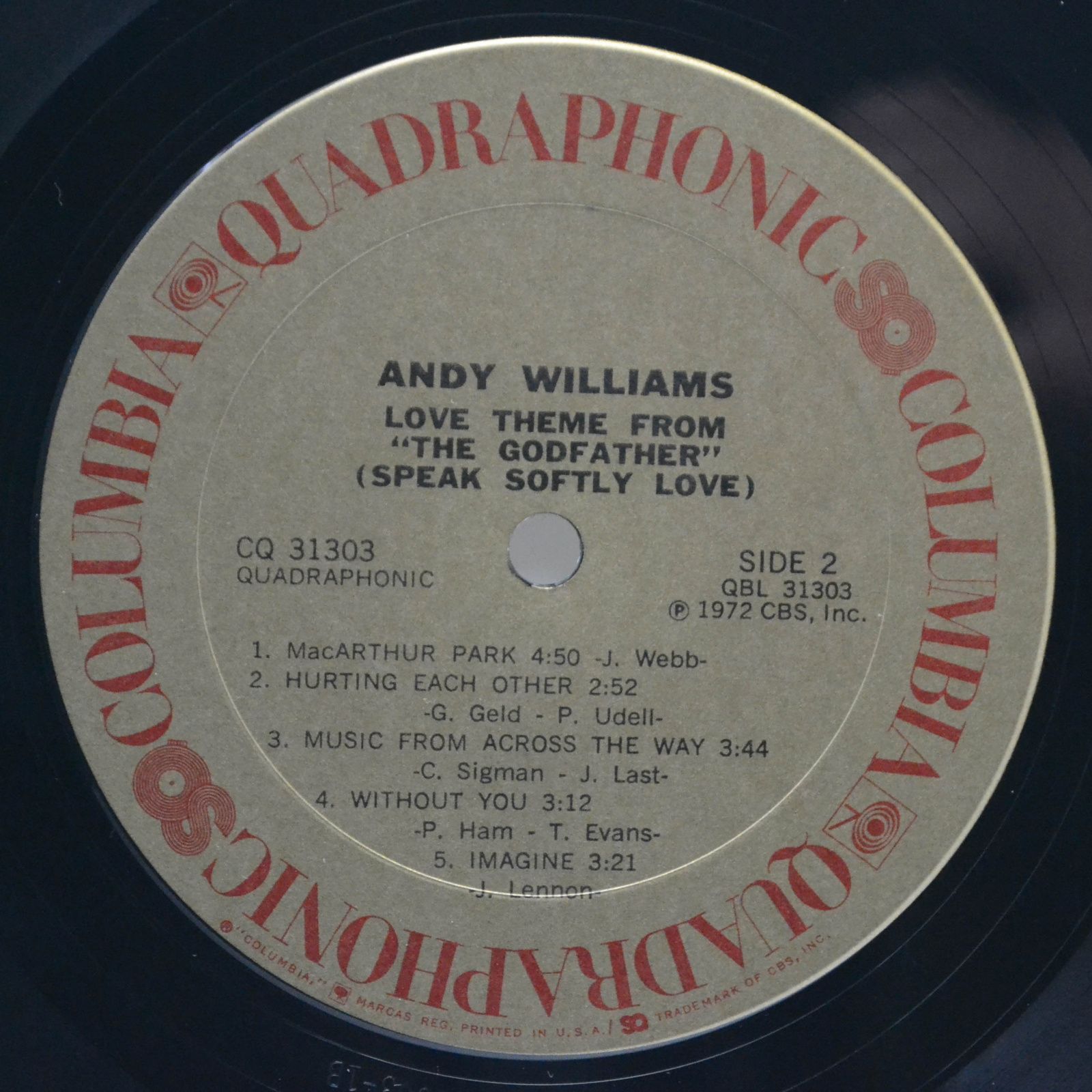 Andy Williams — Love Theme From "The Godfather" (USA, Quadraphonic), 1972