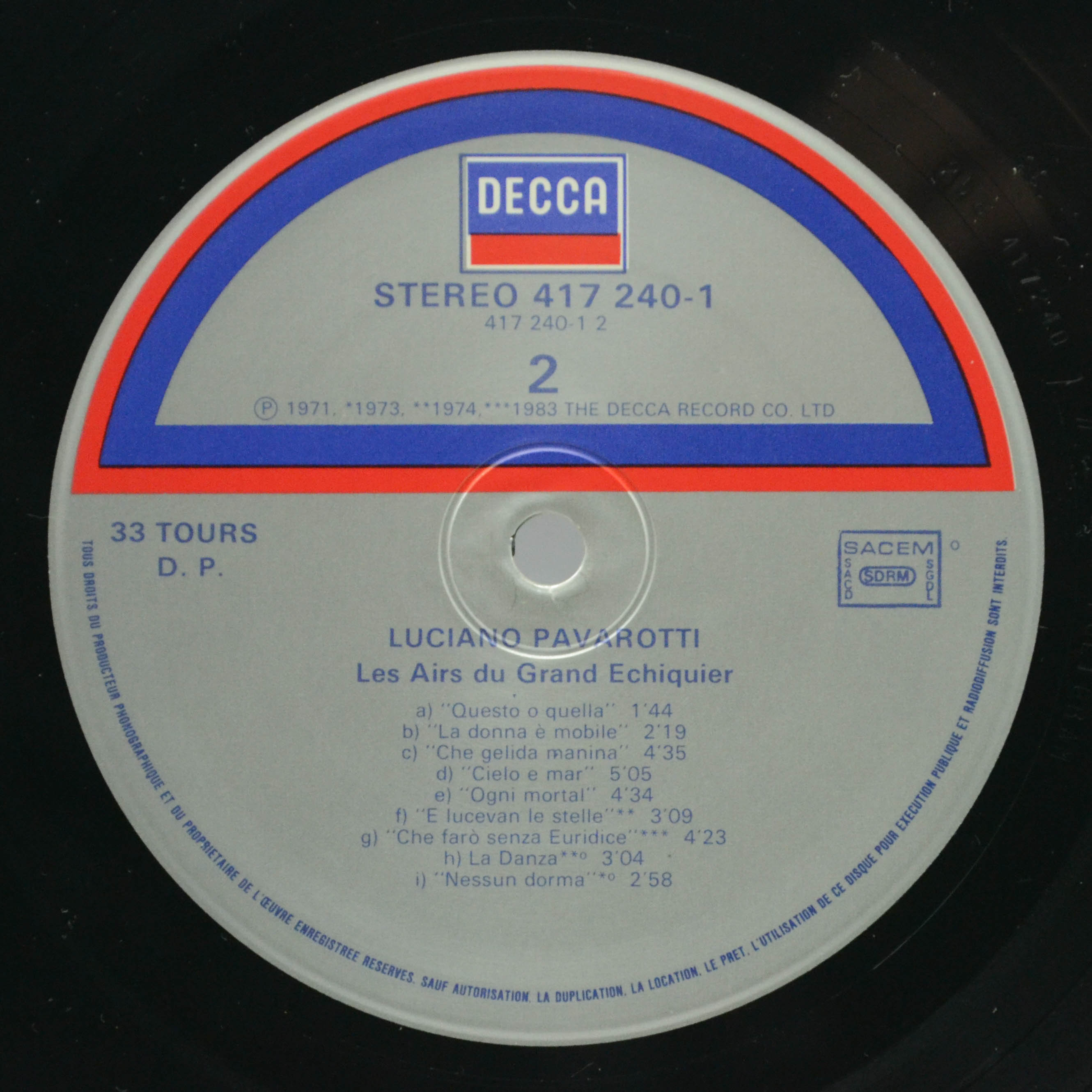 Luciano Pavarotti — Les Airs Du Grand Echiquier, 1986