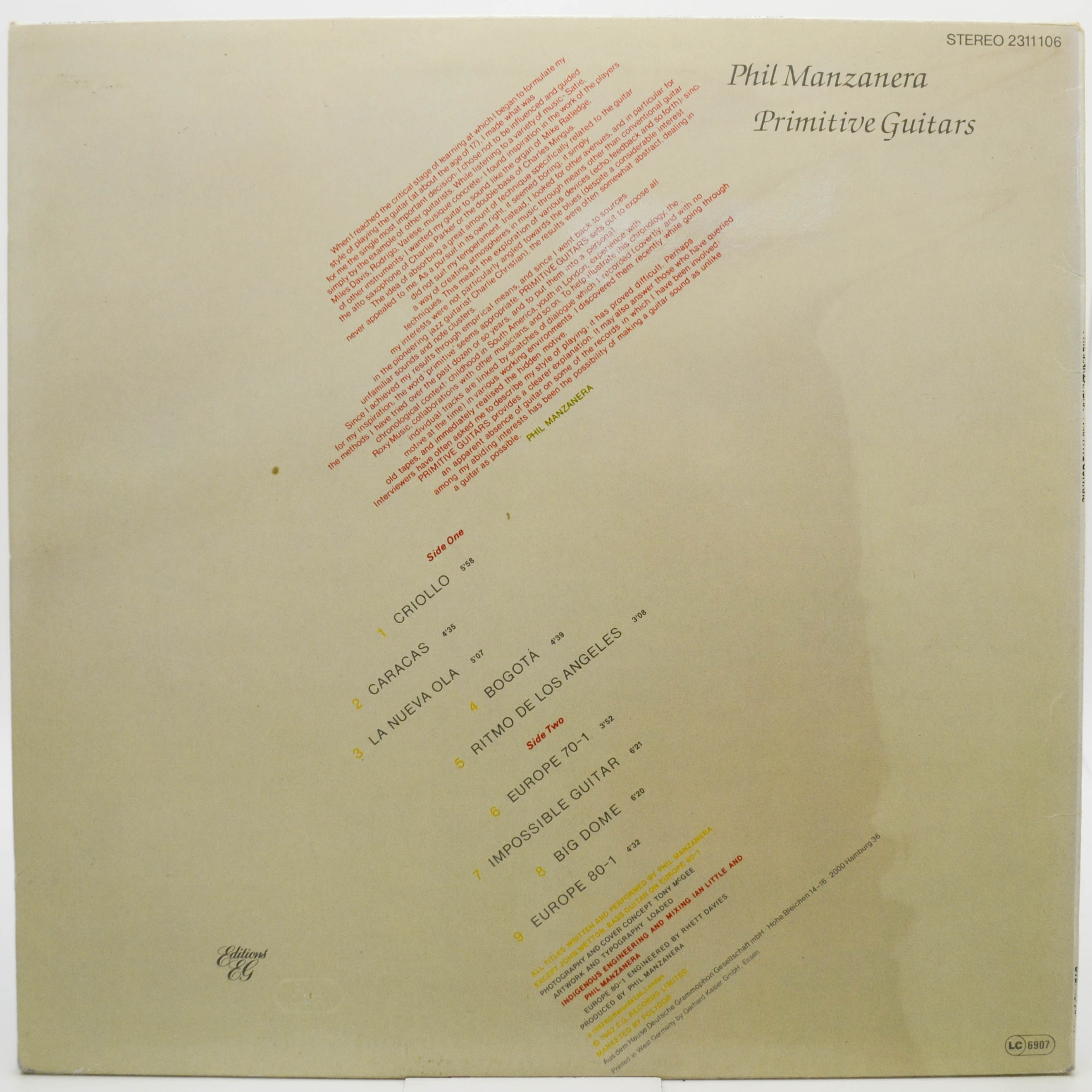 Phil Manzanera — Primitive Guitars, 1982
