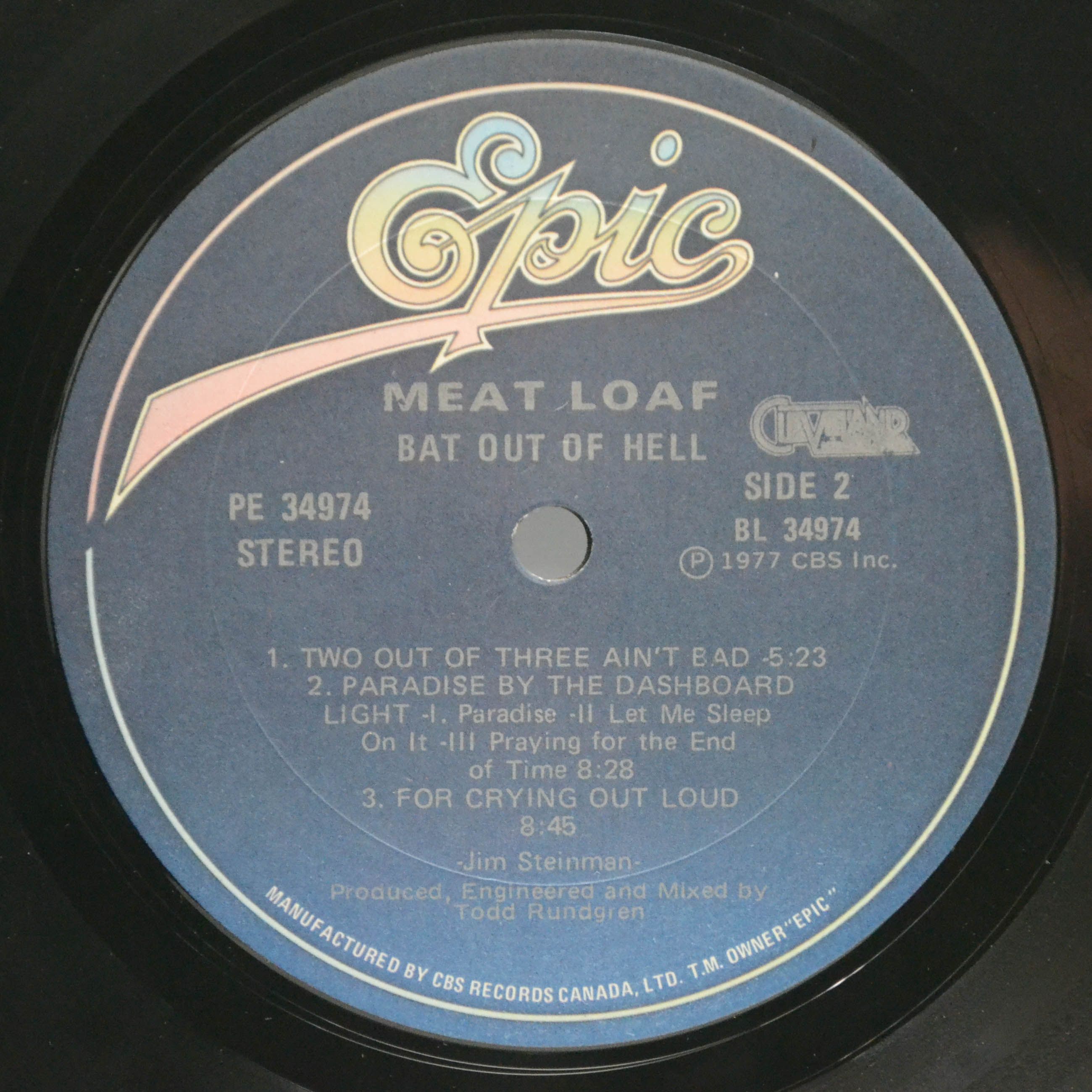 Виниловая пластинка Meat Loaf — Bat Out Of Hell, 1977