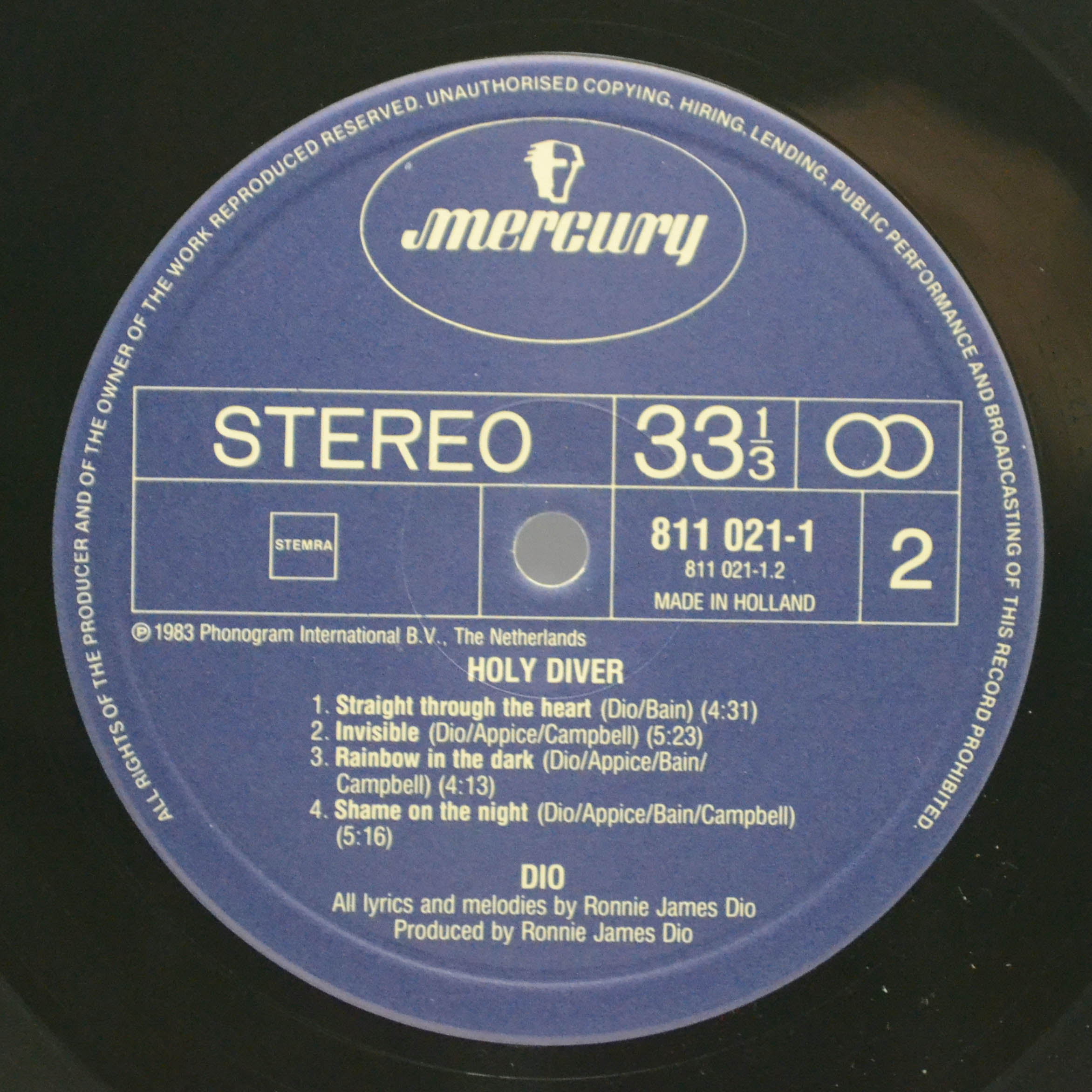 Виниловая пластинка Dio — Holy Diver, 1983