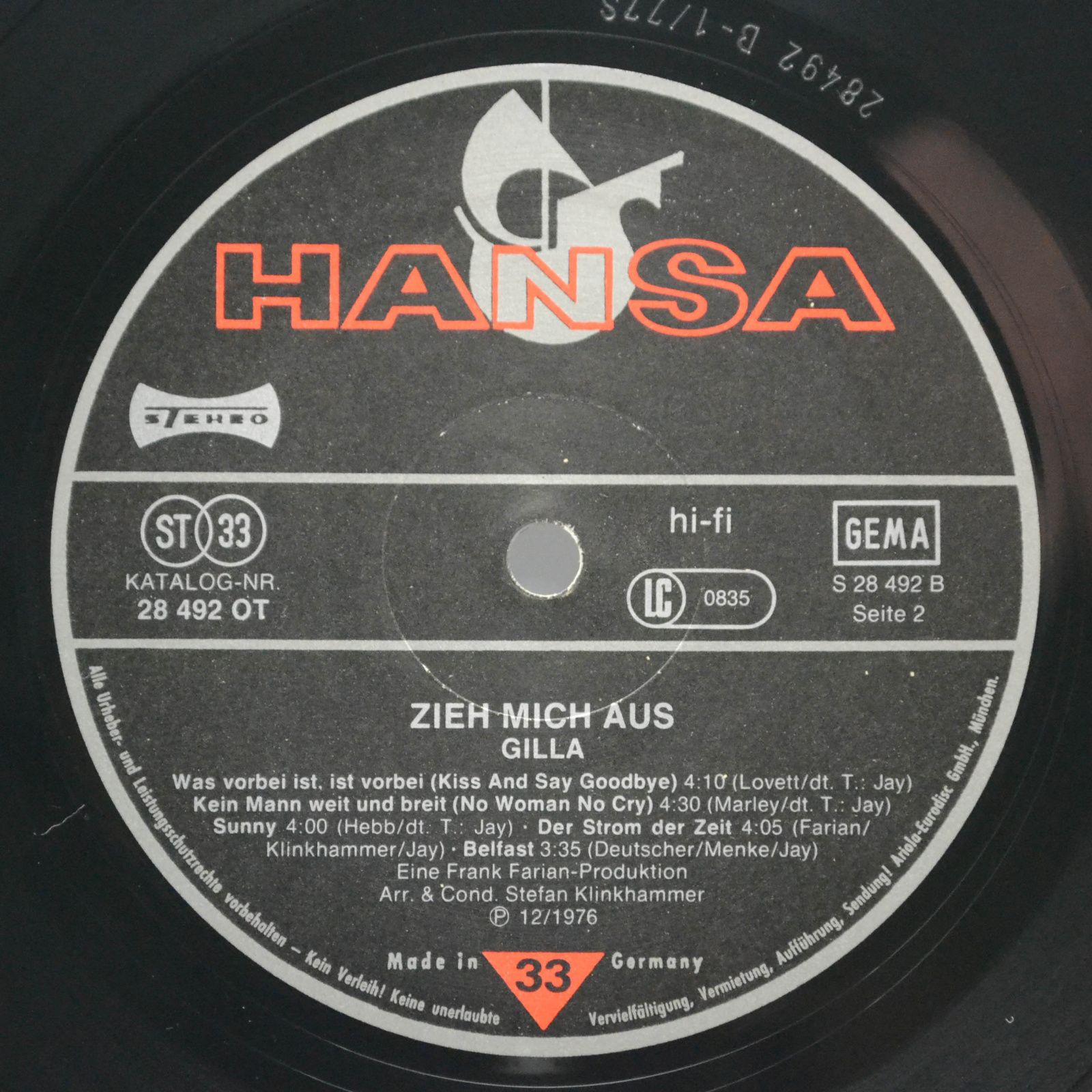 Gilla — Zieh Mich Aus, 1977