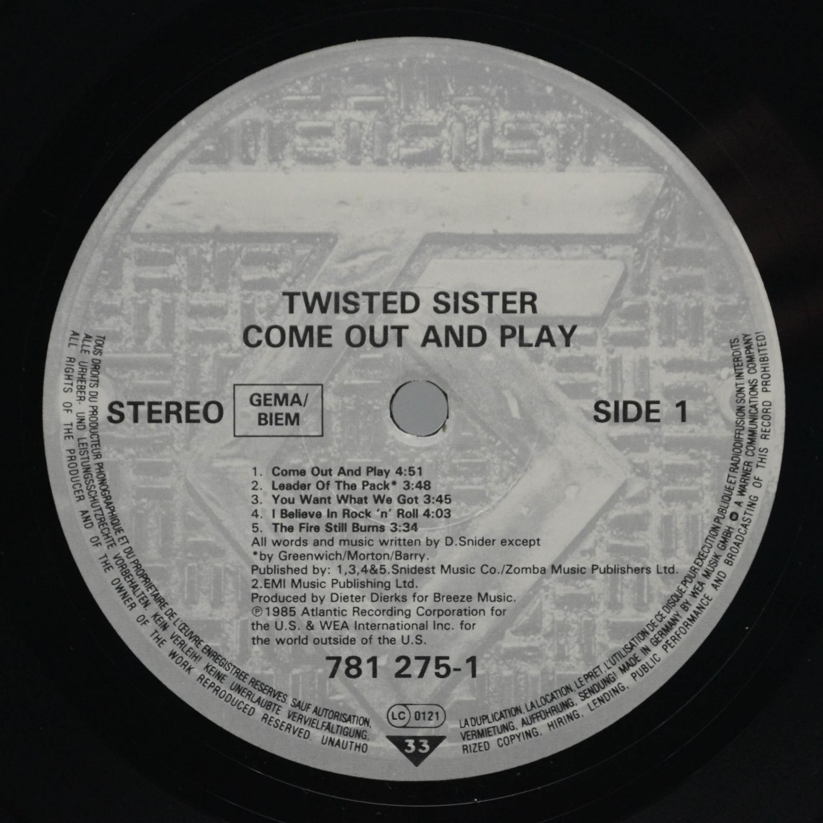 Twisted Sister — Come Out And Play, 1985